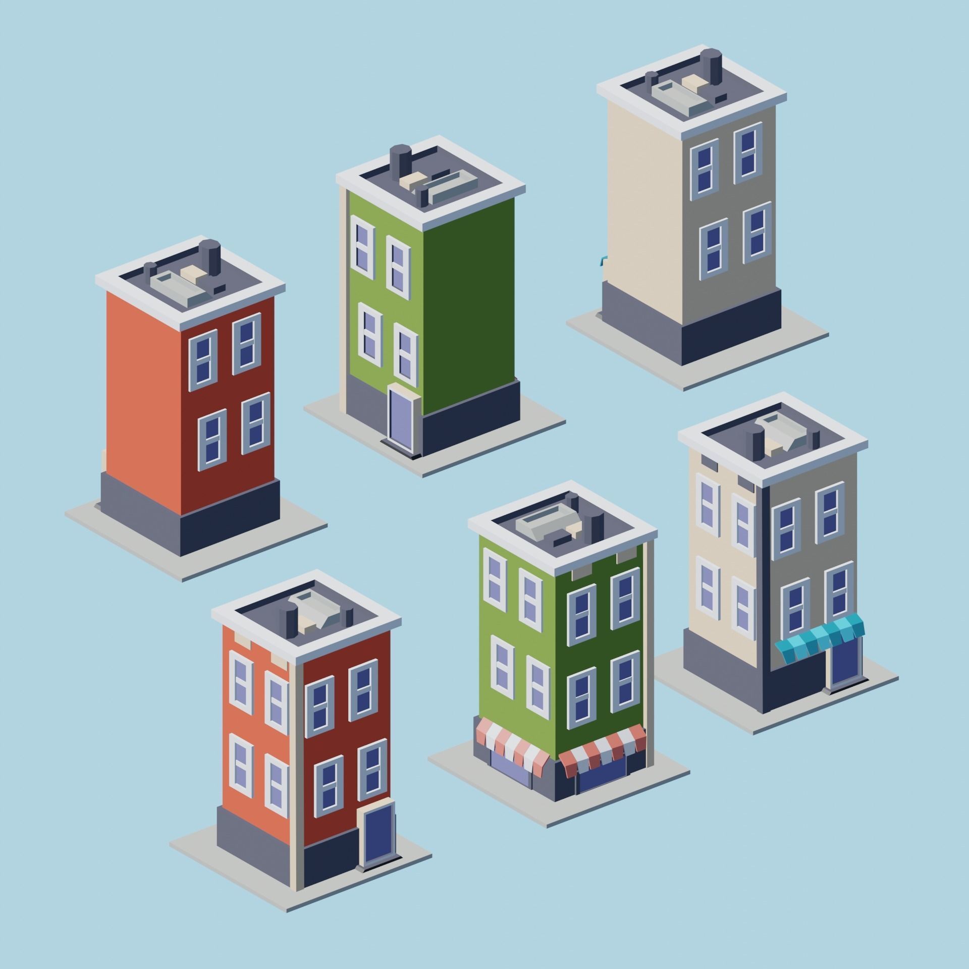 Low Poly City Asset Low-poly 3D model_11