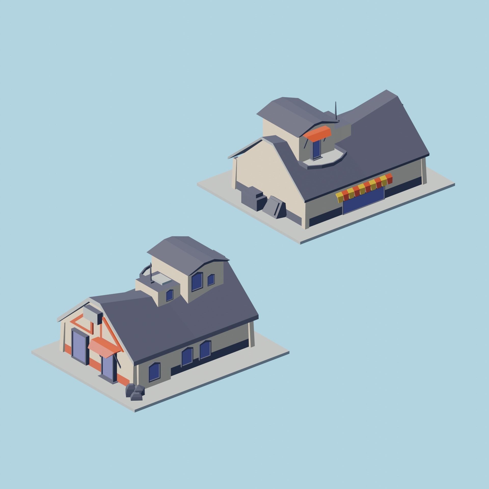 Low Poly City Asset Low-poly 3D model_9