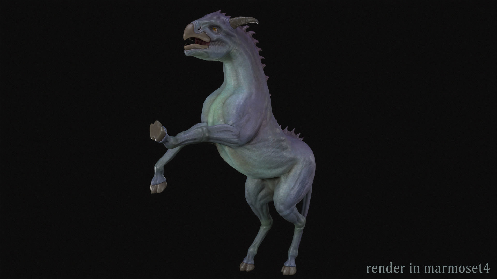 Horse creature Low-poly 3D model_4