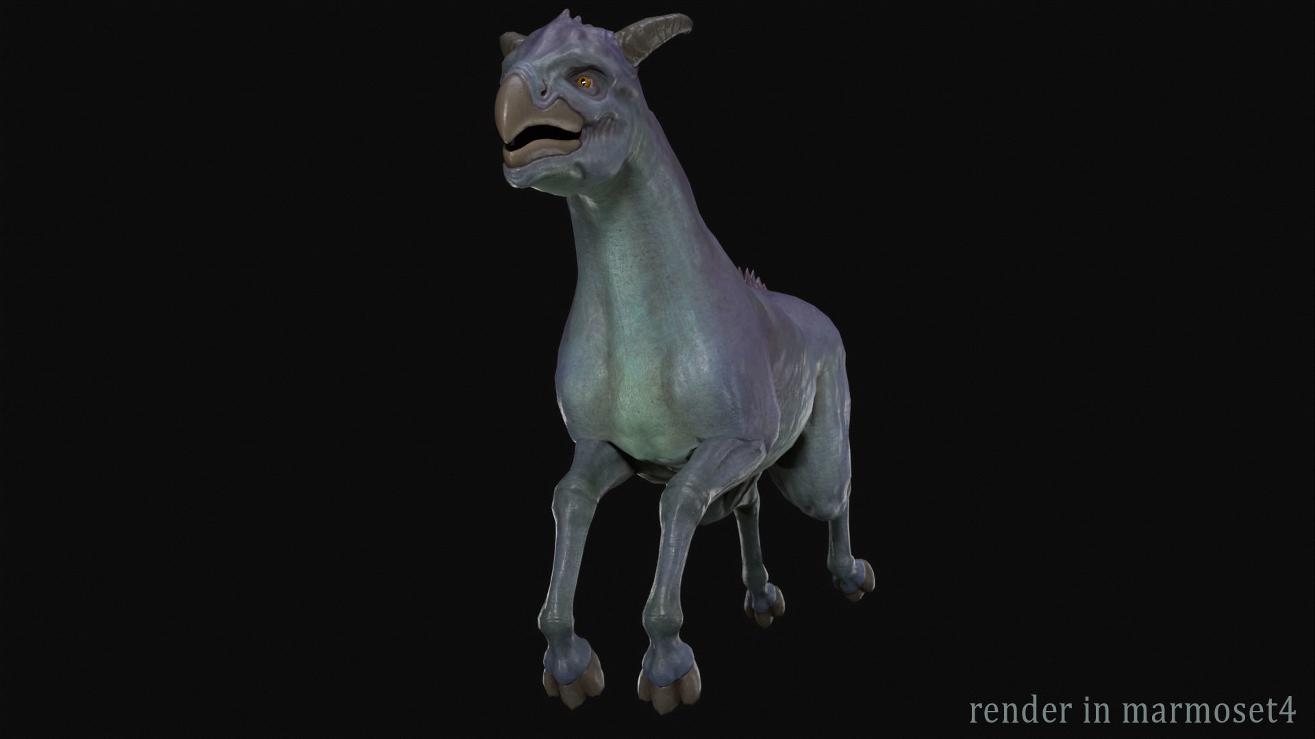Horse creature Low-poly 3D model_8