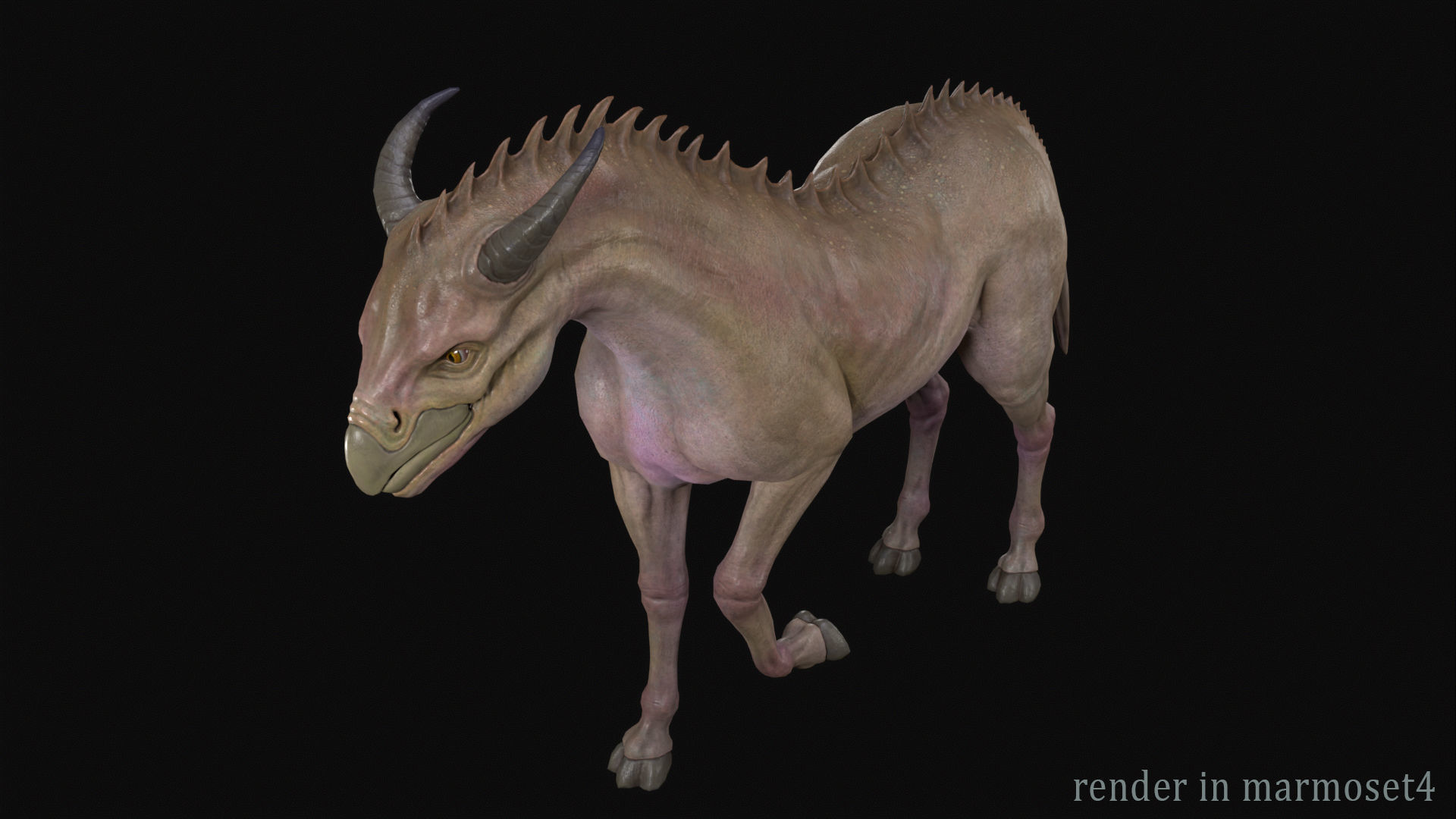 Horse creature Low-poly 3D model_3