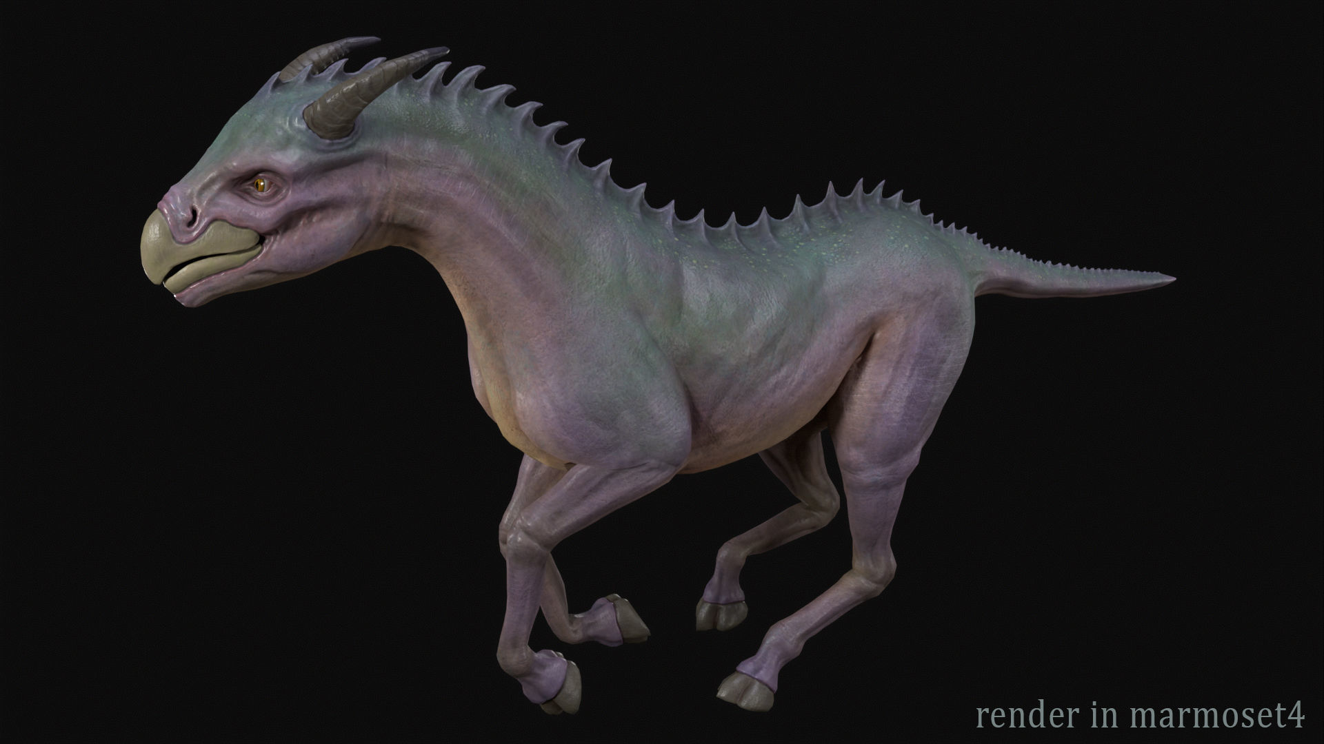 Horse creature Low-poly 3D model_5