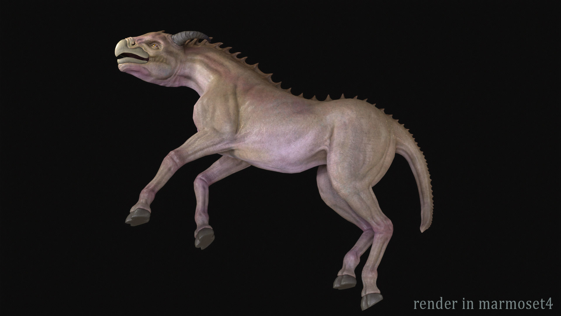 Horse creature Low-poly 3D model_6