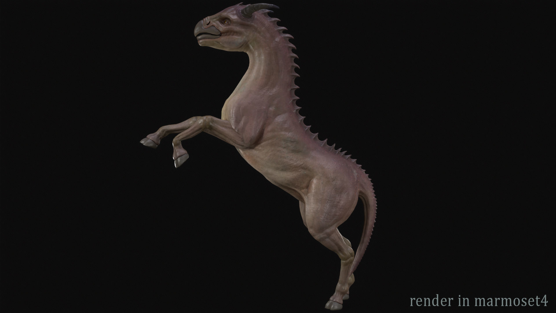 Horse creature Low-poly 3D model_2