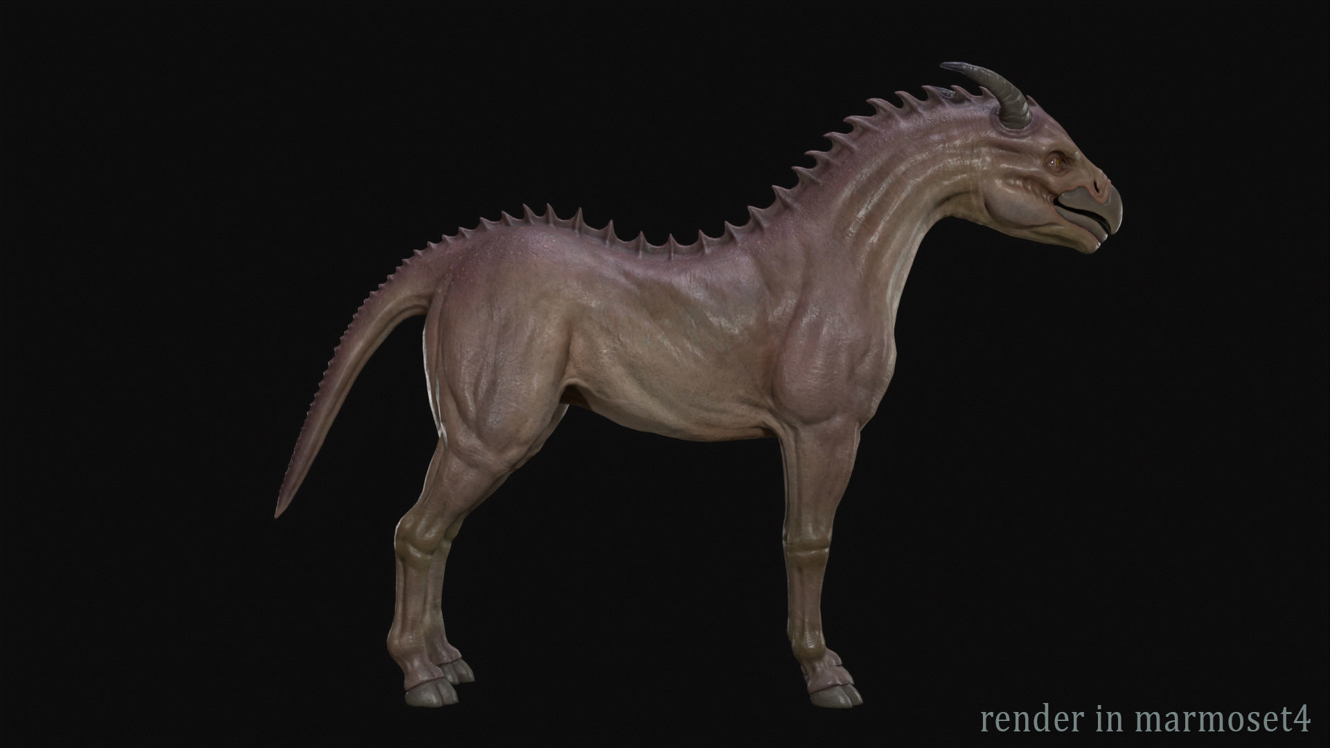 Horse creature Low-poly 3D model_9