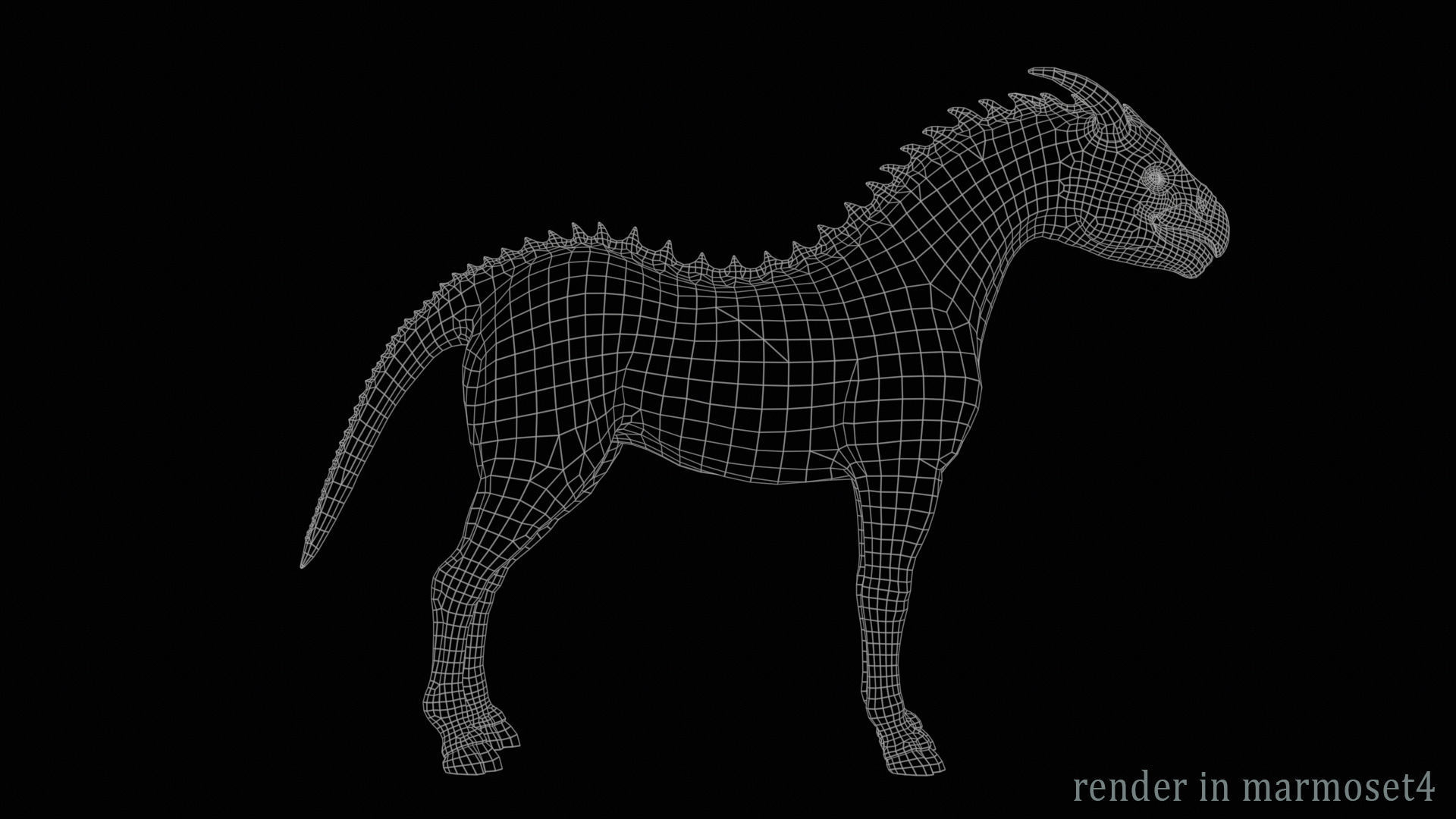 Horse creature Low-poly 3D model_10