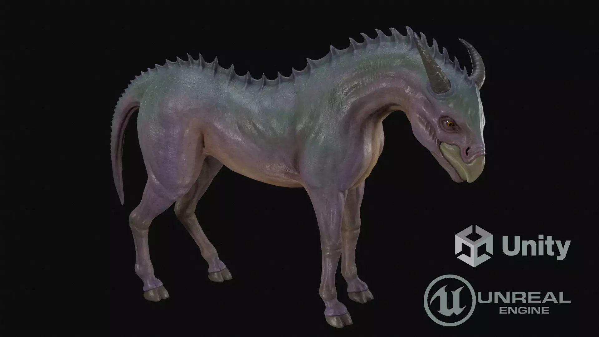 Horse creature Low-poly 3D model_0