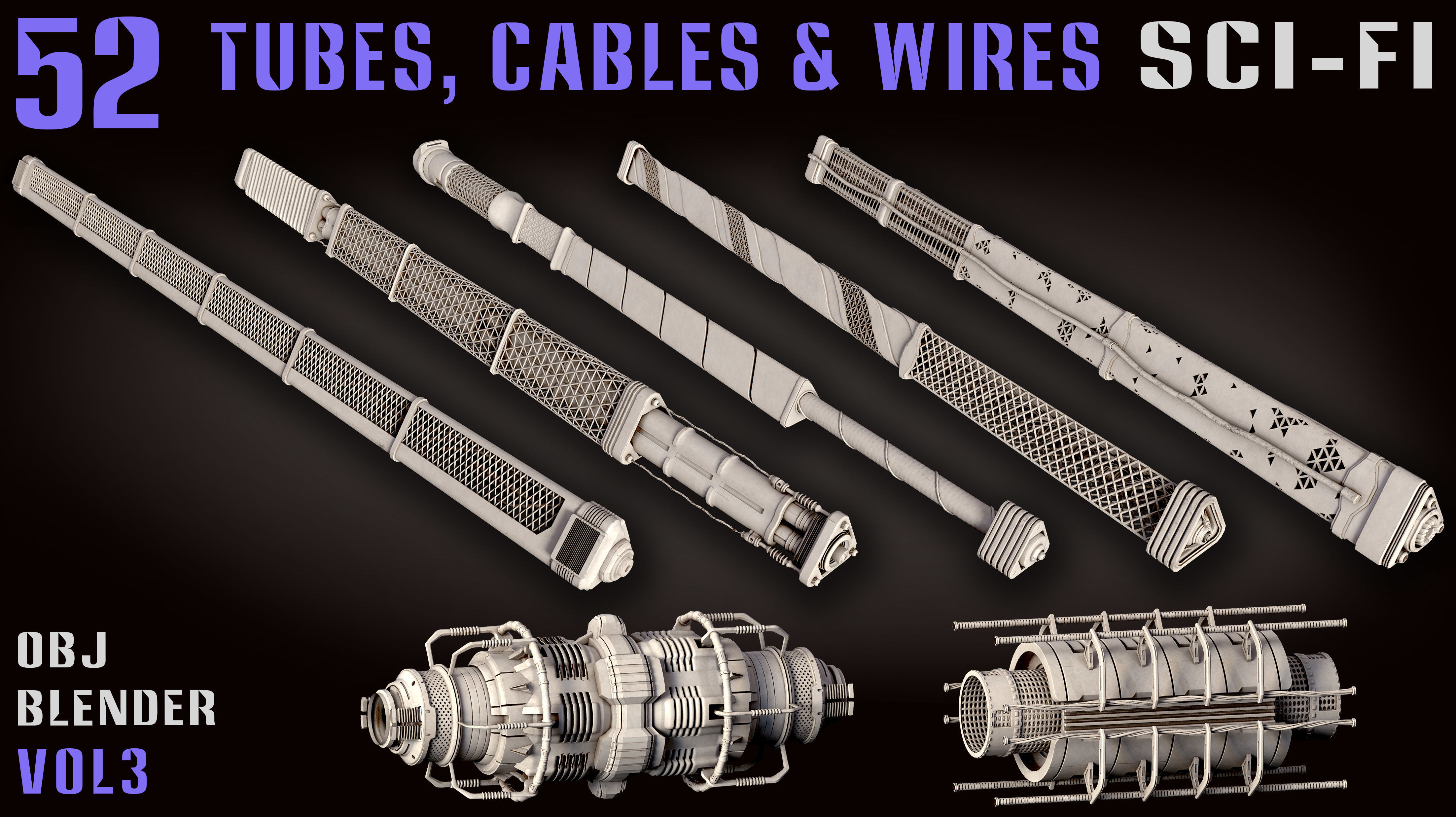 52 Sci-Fi Tubes and Cables and Wires - Vol 3 3D model_10