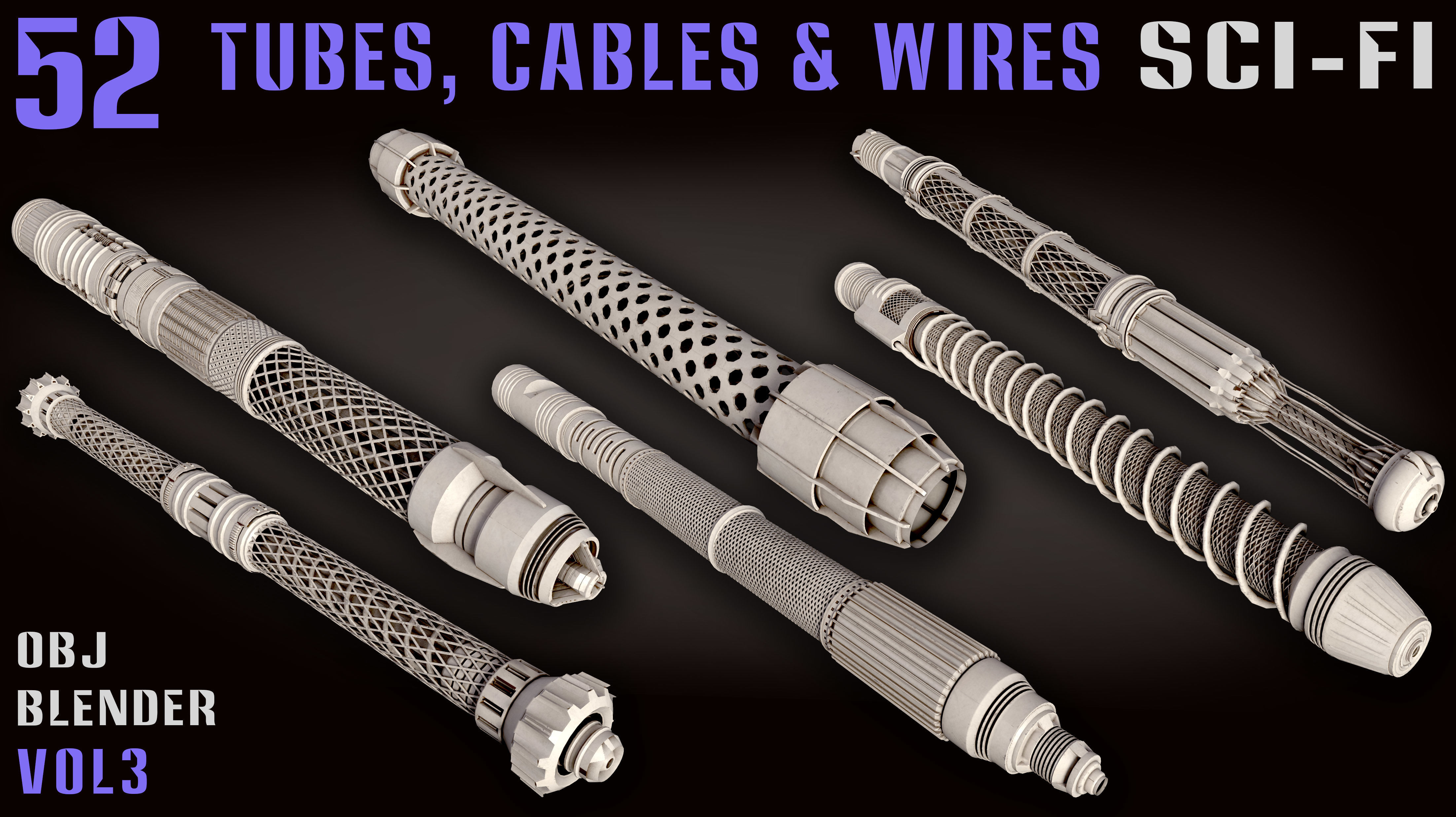 52 Sci-Fi Tubes and Cables and Wires - Vol 3 3D model_9