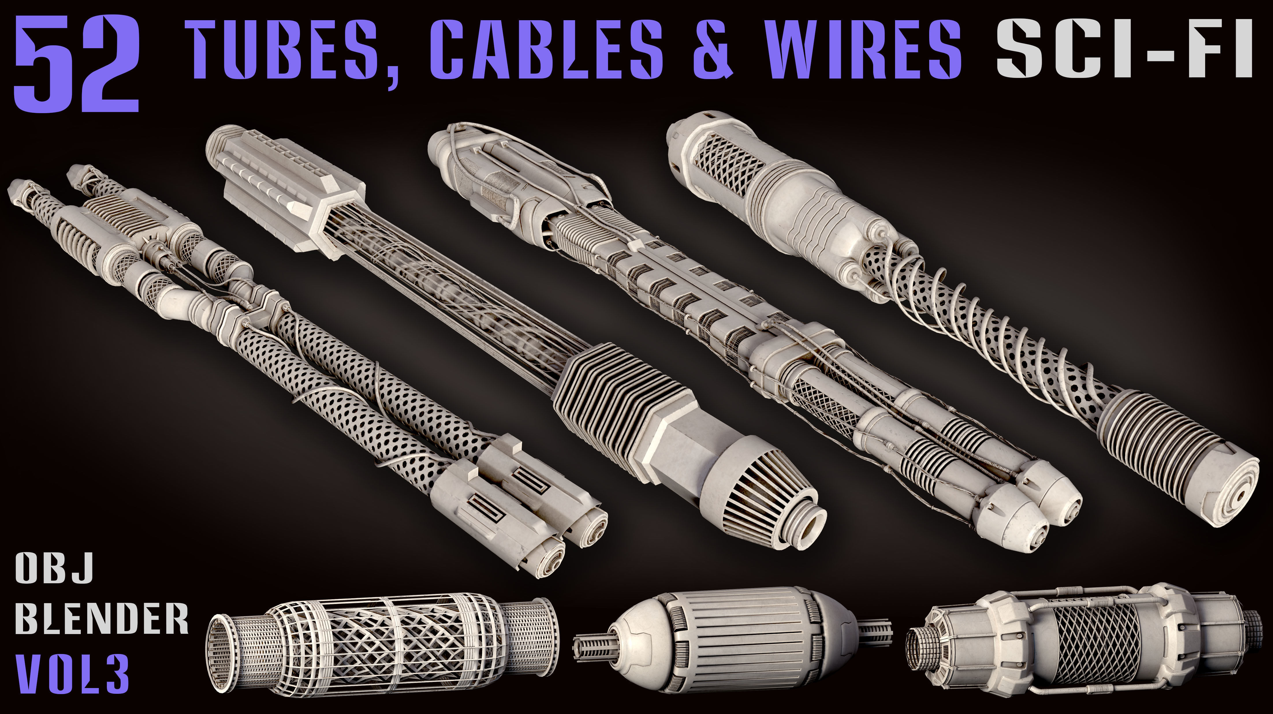52 Sci-Fi Tubes and Cables and Wires - Vol 3 3D model_2