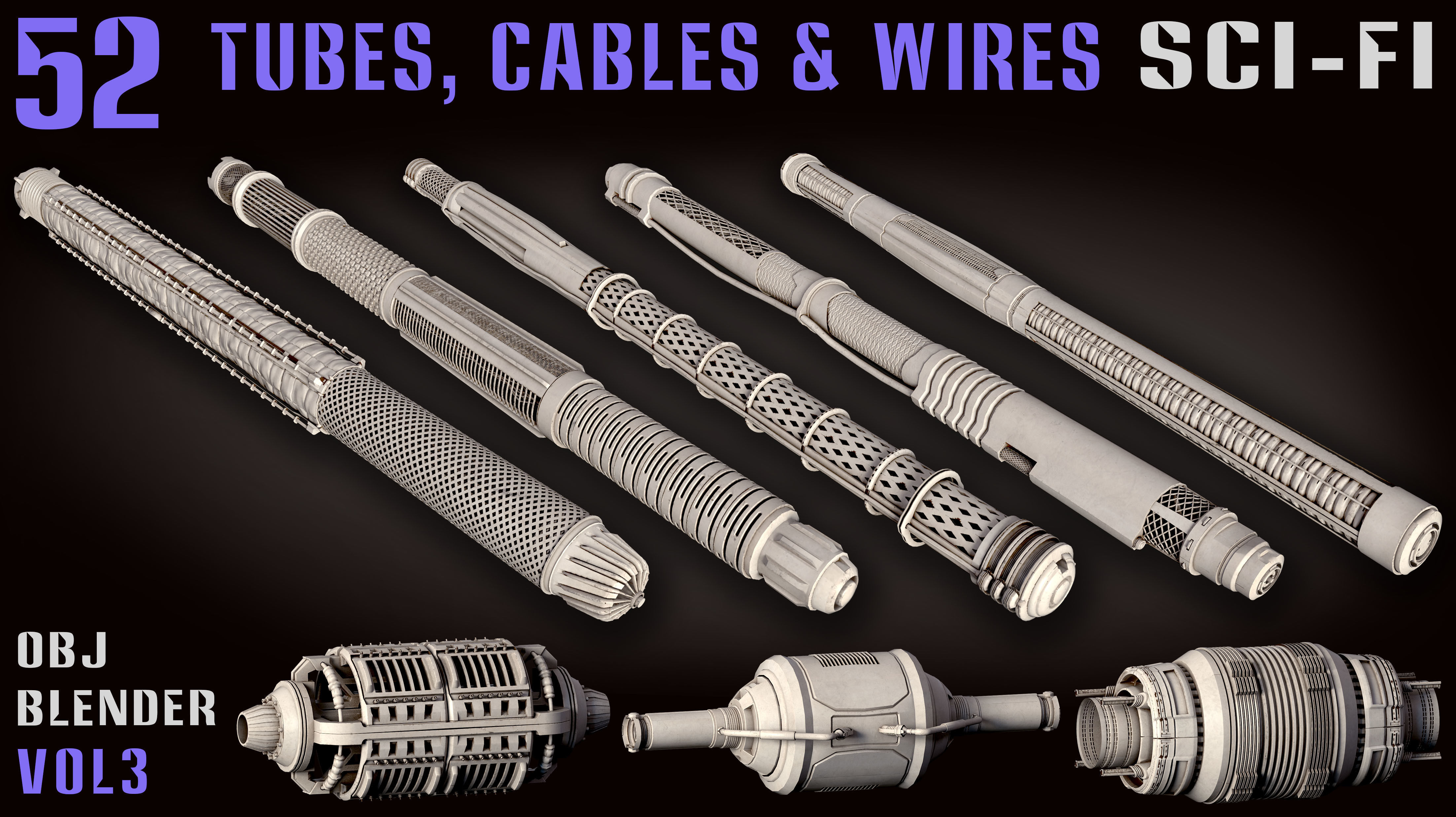 52 Sci-Fi Tubes and Cables and Wires - Vol 3 3D model_5