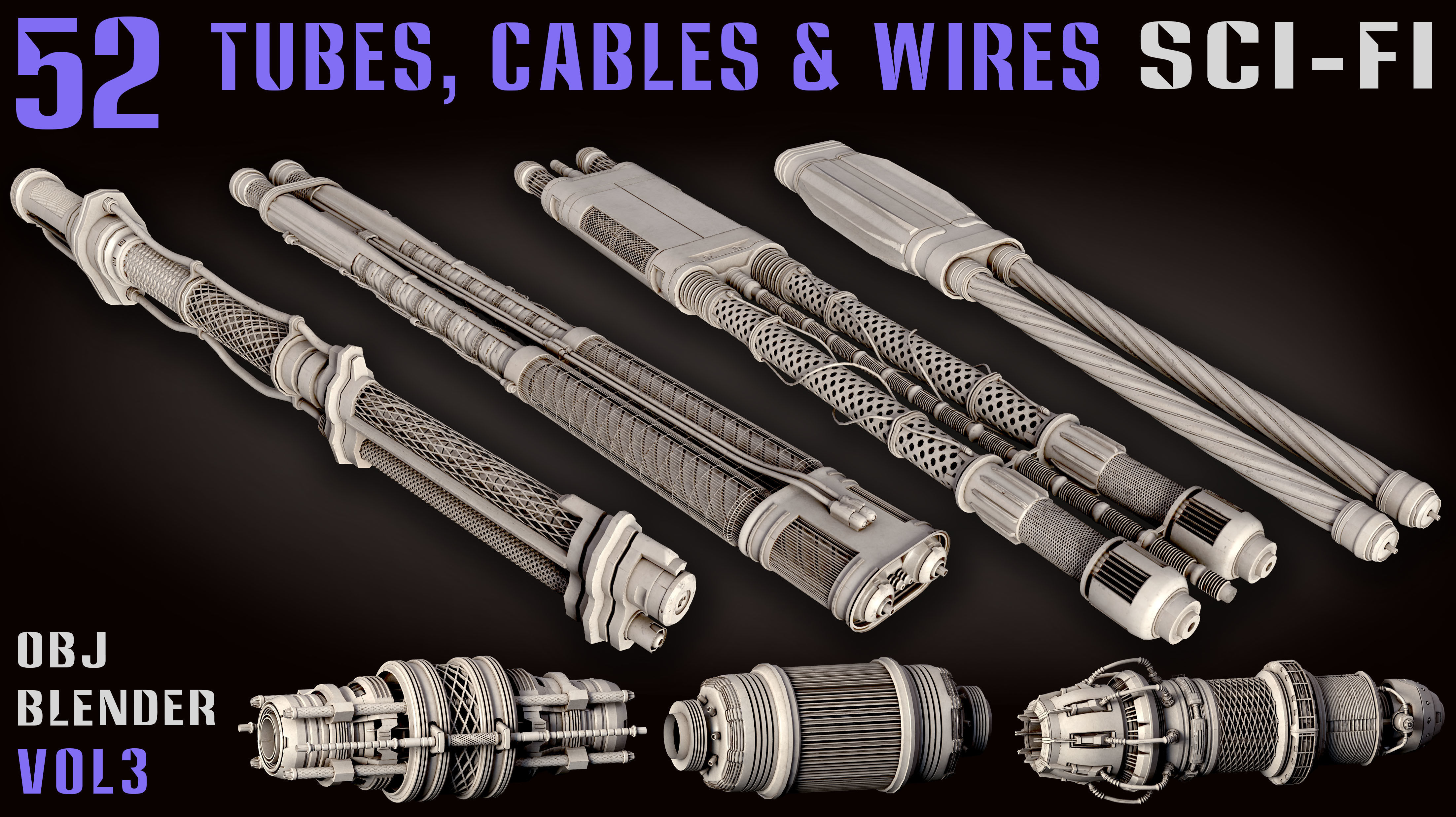 52 Sci-Fi Tubes and Cables and Wires - Vol 3 3D model_3