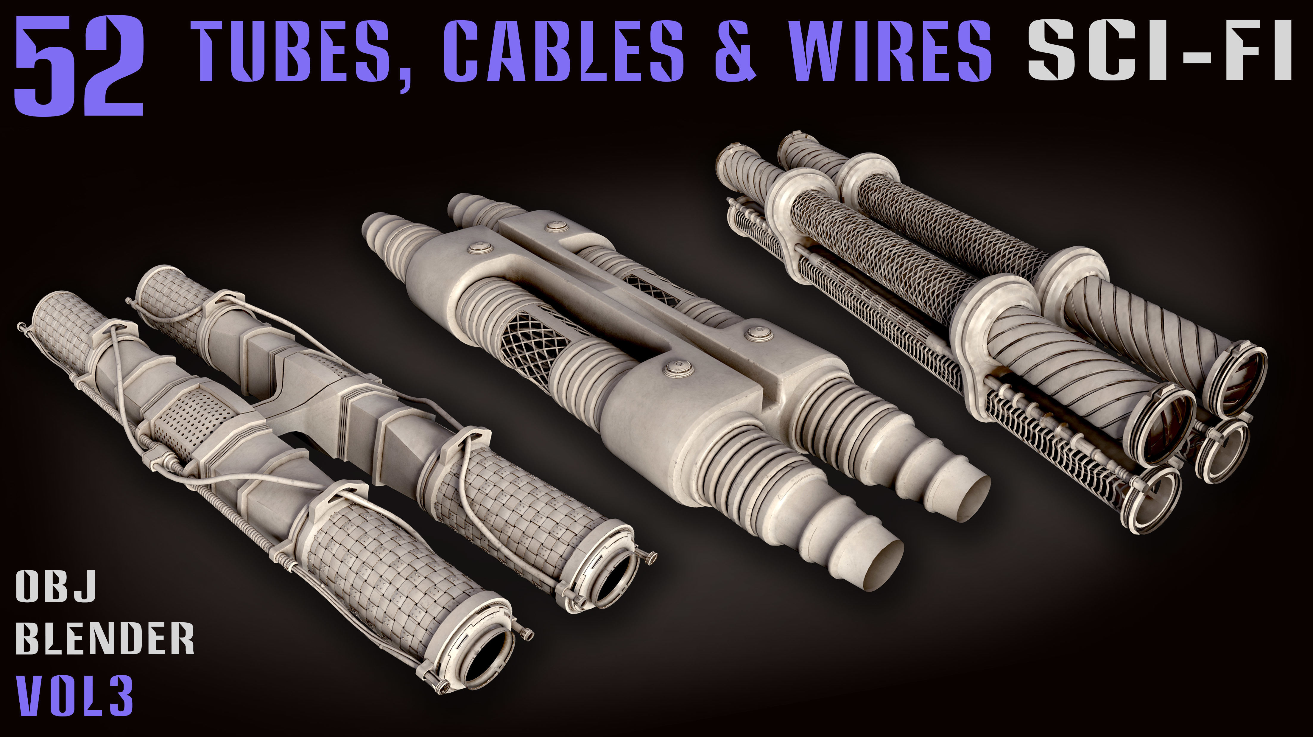 52 Sci-Fi Tubes and Cables and Wires - Vol 3 3D model_8