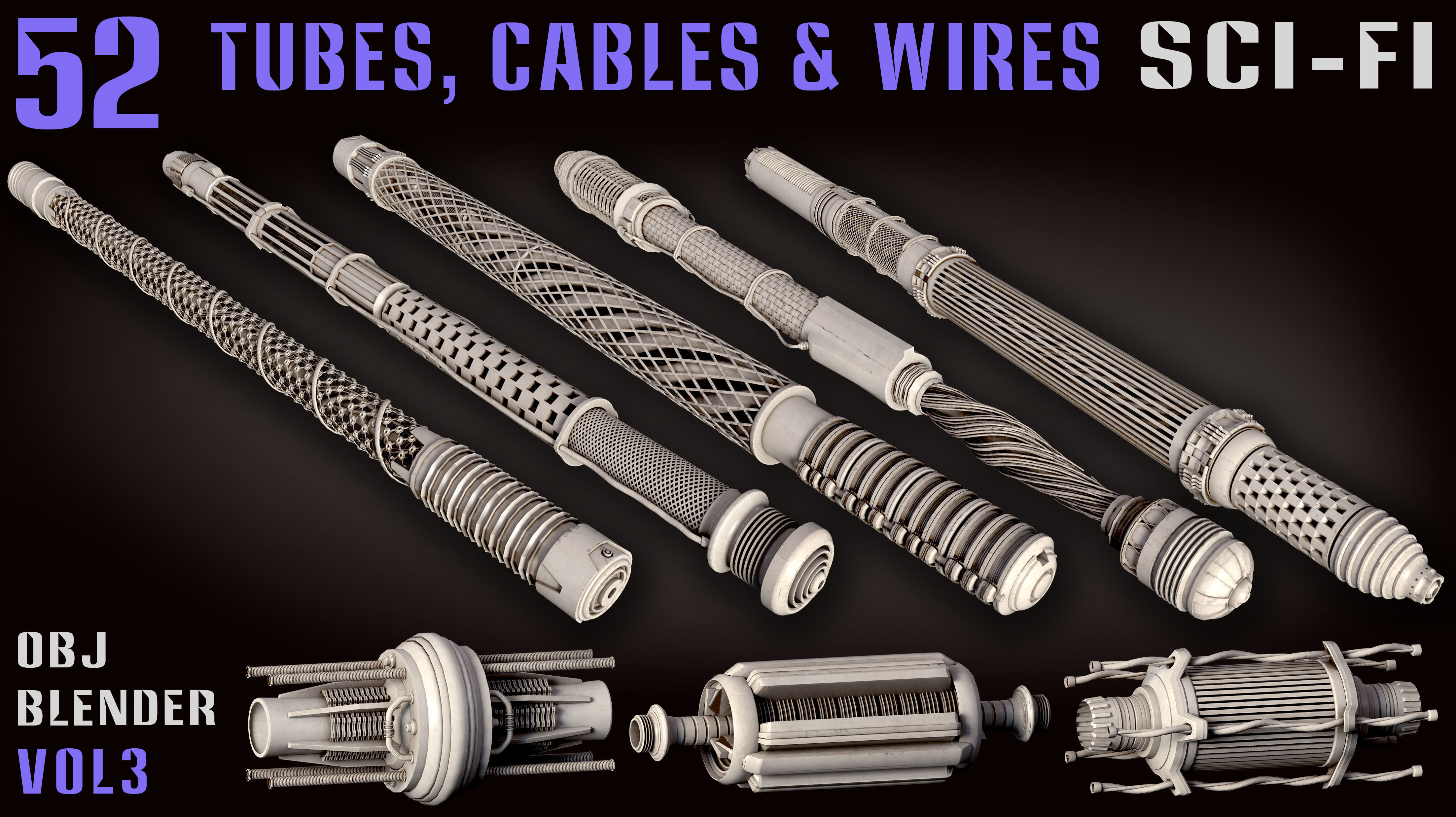 52 Sci-Fi Tubes and Cables and Wires - Vol 3 3D model_4
