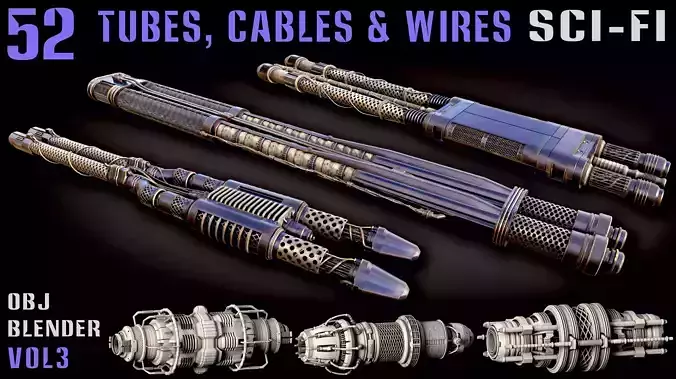 52 Sci-Fi Tubes and Cables and Wires - Vol 3 3D model
