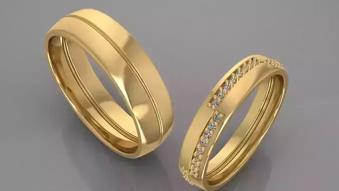 Round diamond engagement ring - Man ring 3D model 