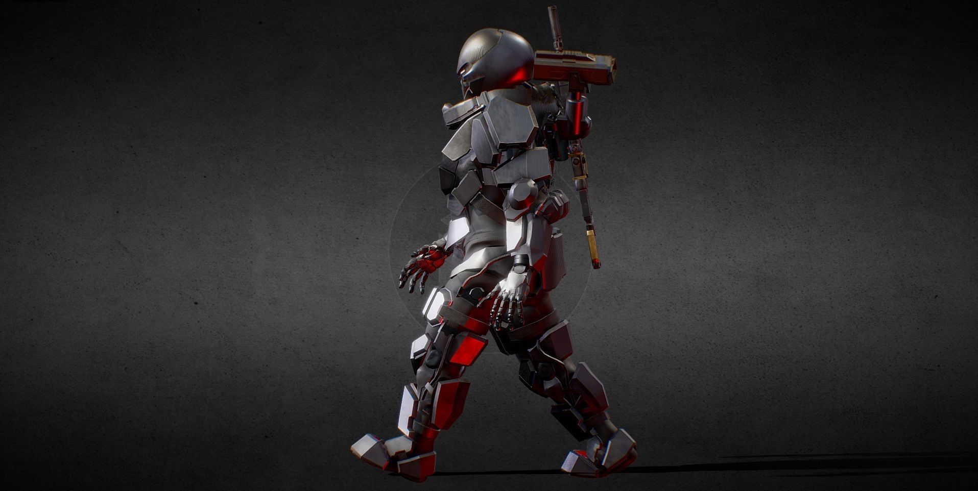Robot Soldier Animated Low-poly 3D model_2