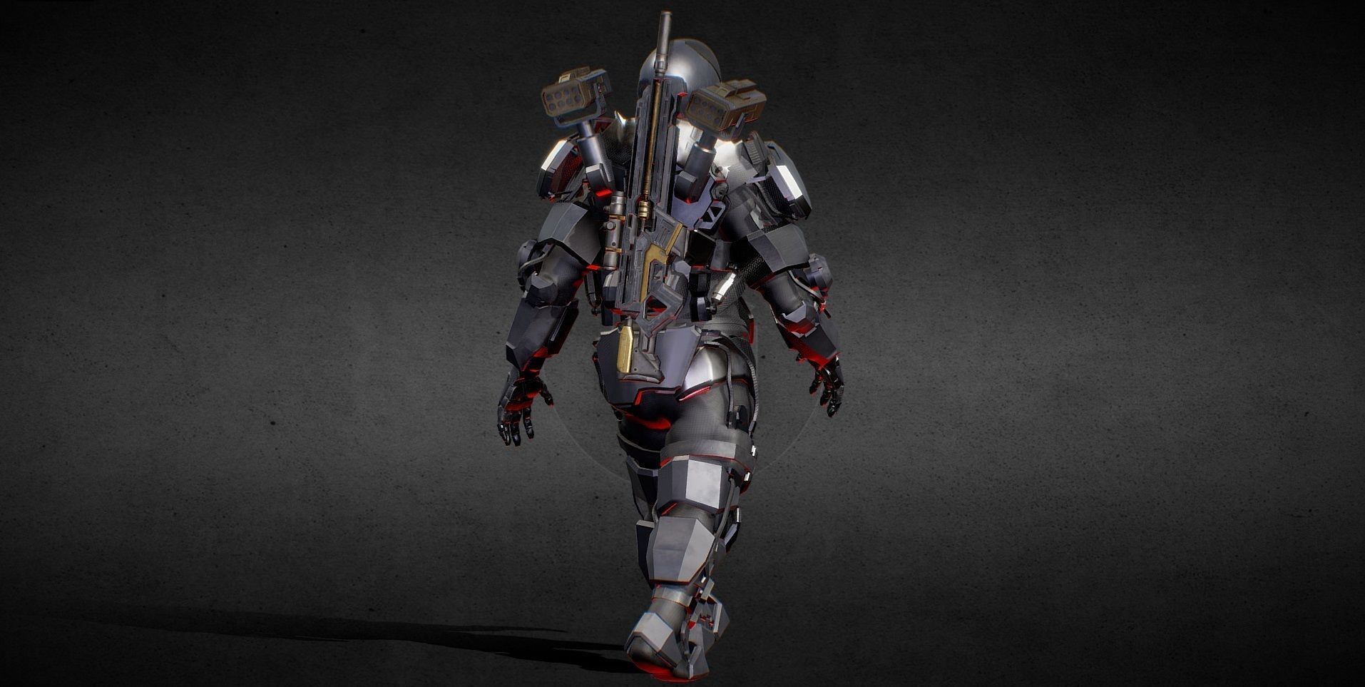 Robot Soldier Animated Low-poly 3D model_3