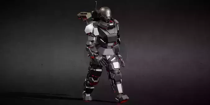 Robot Soldier Animated Low-poly 3D model