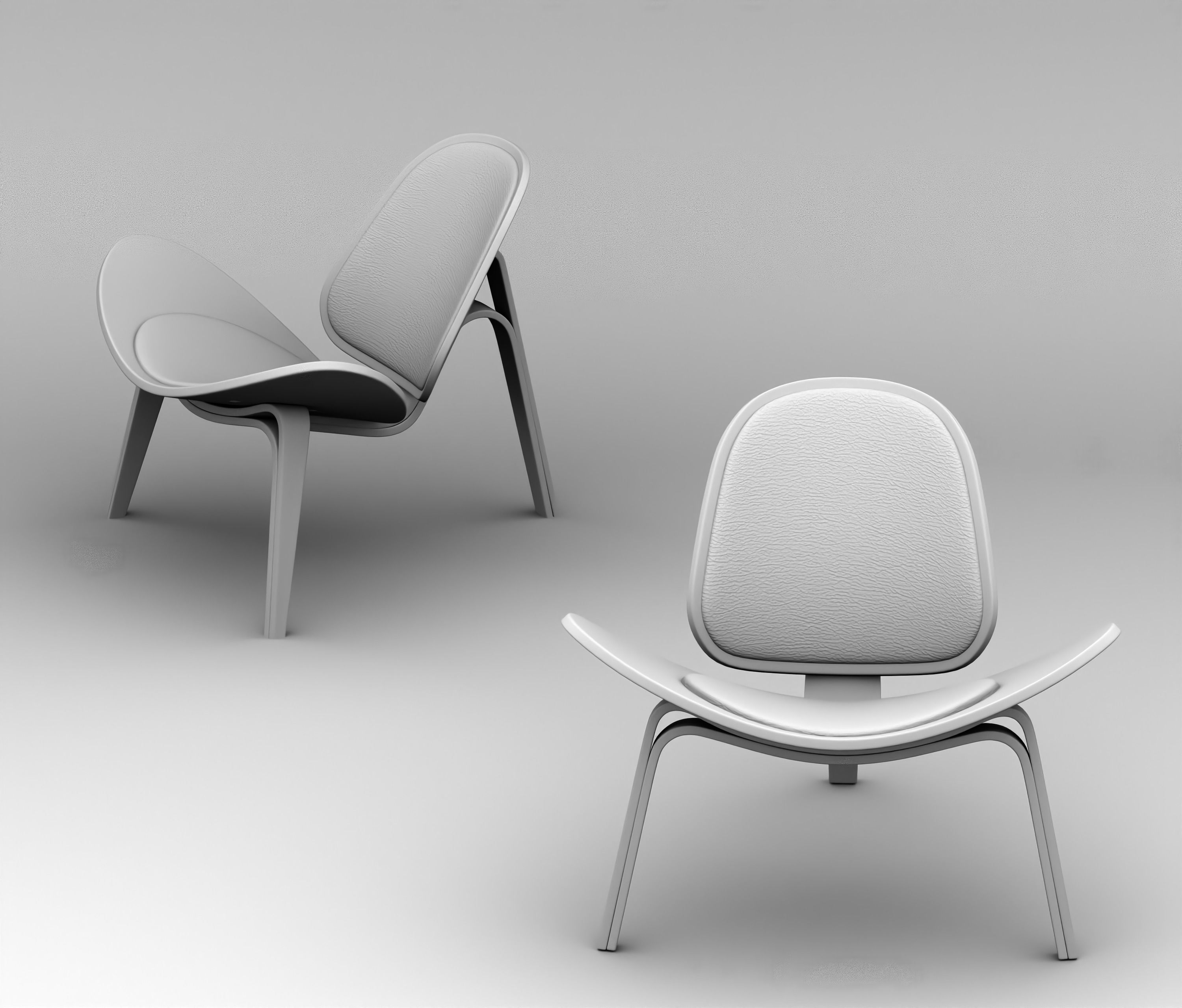CH07 Shell Chair Hans J Wegner Authentic Design 3D Model 3D model_2