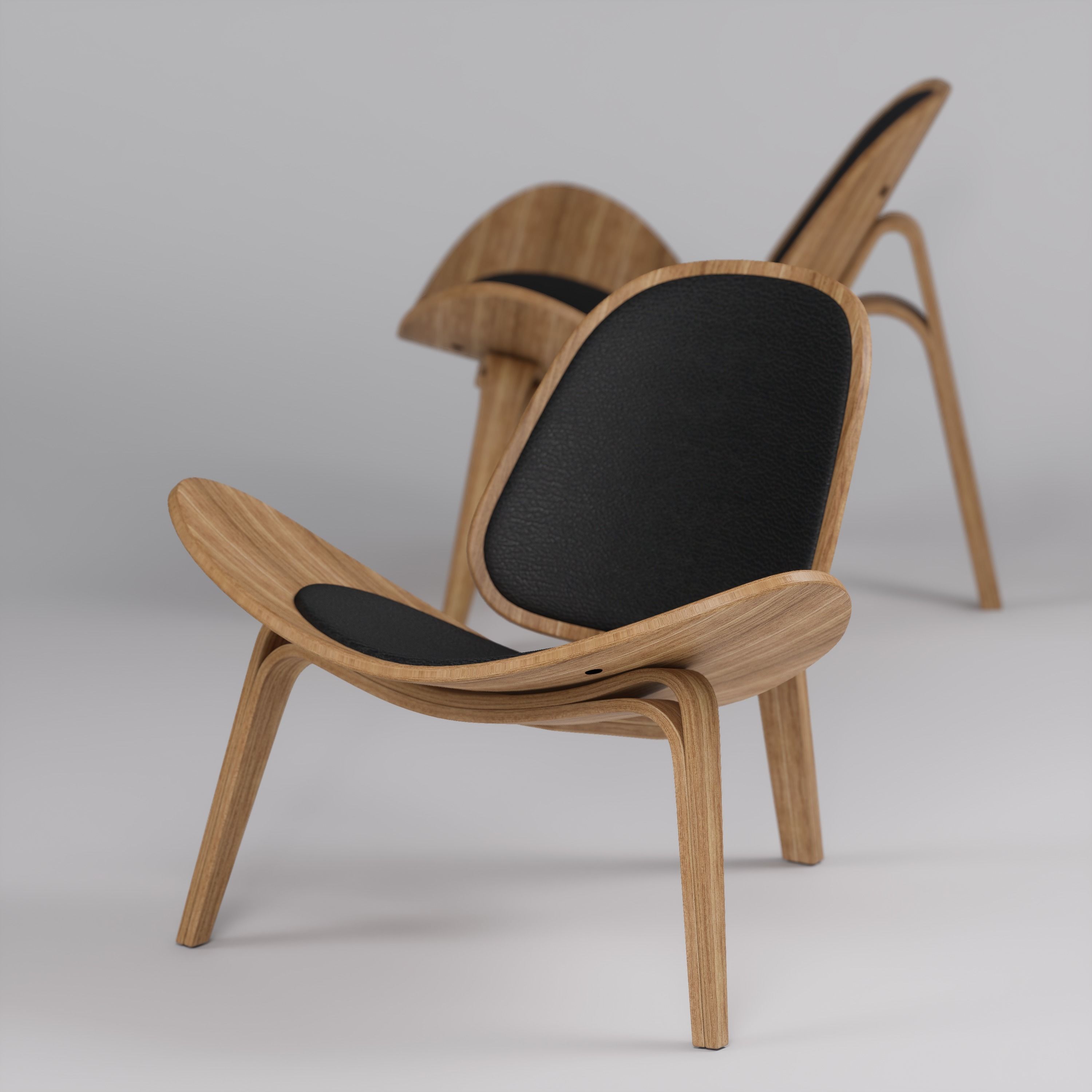 CH07 Shell Chair Hans J Wegner Authentic Design 3D Model 3D model_0