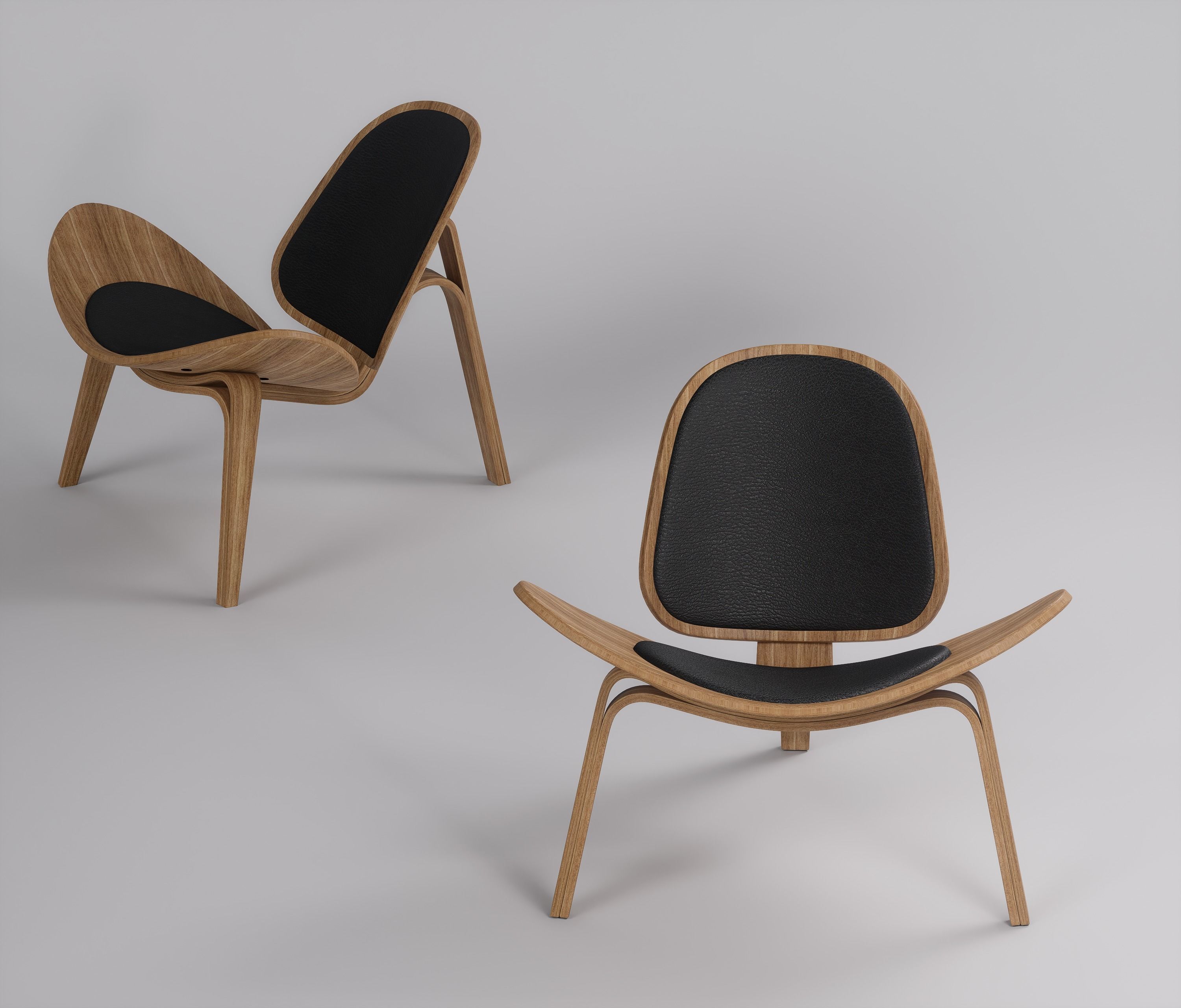 CH07 Shell Chair Hans J Wegner Authentic Design 3D Model 3D model_1