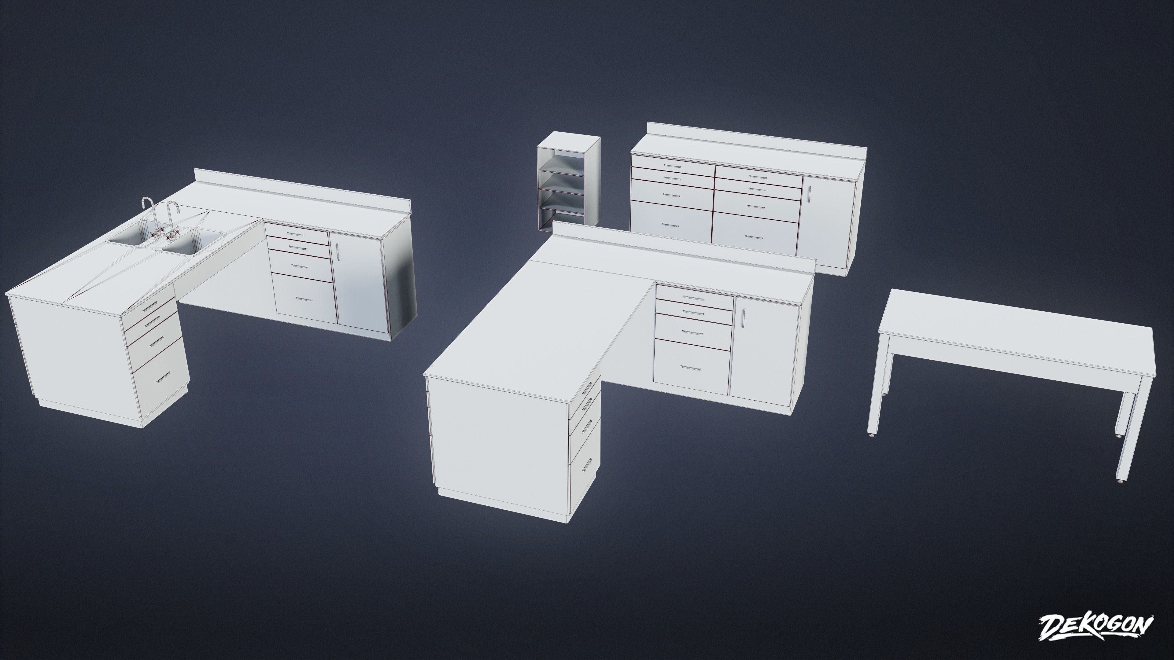 HIGH SCHOOL CLASSROOM - Cabinets 01 - LOW POLY Low-poly 3D model_8