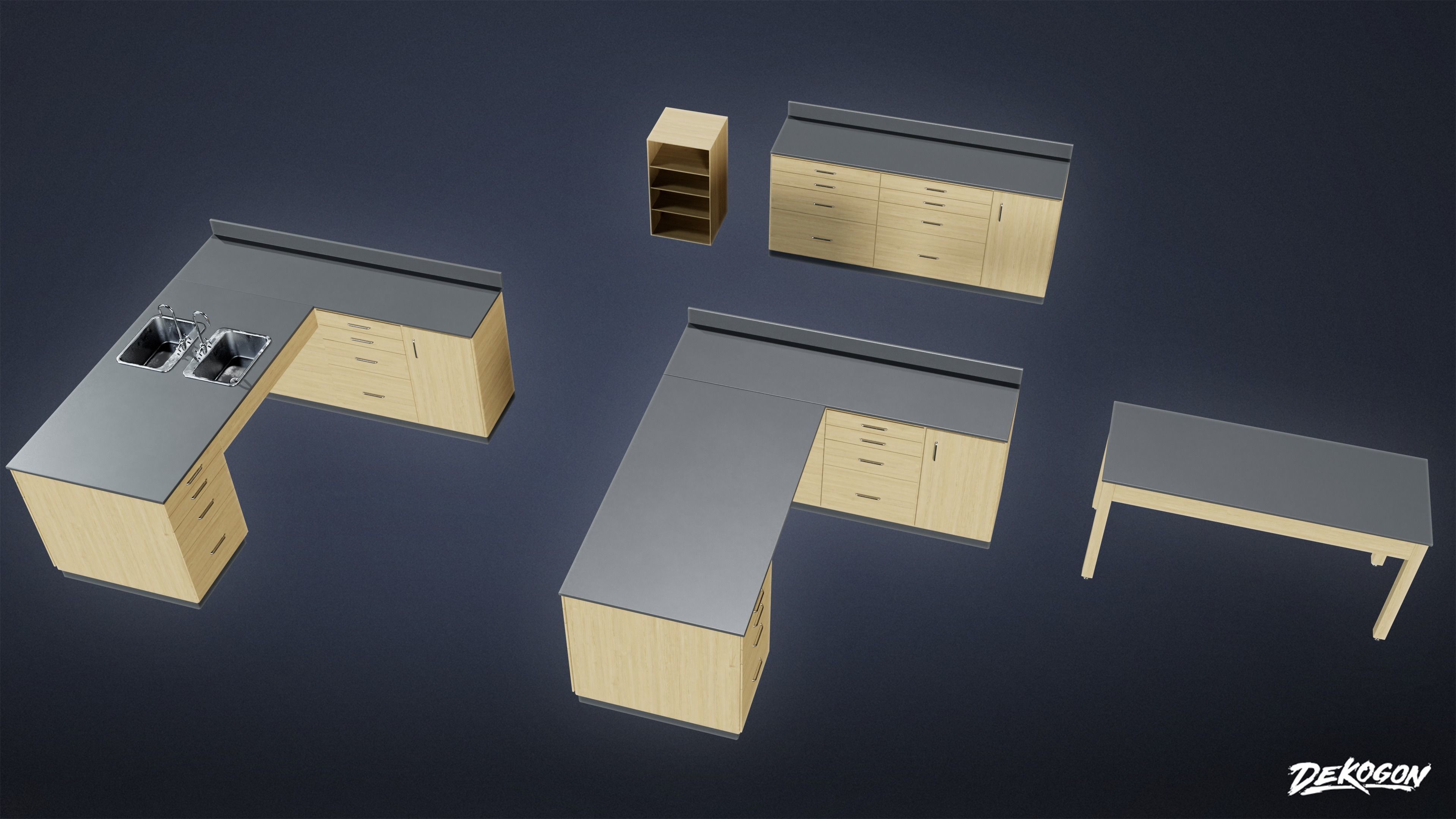 HIGH SCHOOL CLASSROOM - Cabinets 01 - LOW POLY Low-poly 3D model_1