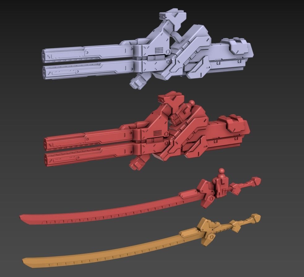 Wired Mech Poseasble 100mm Set 3D print model_11