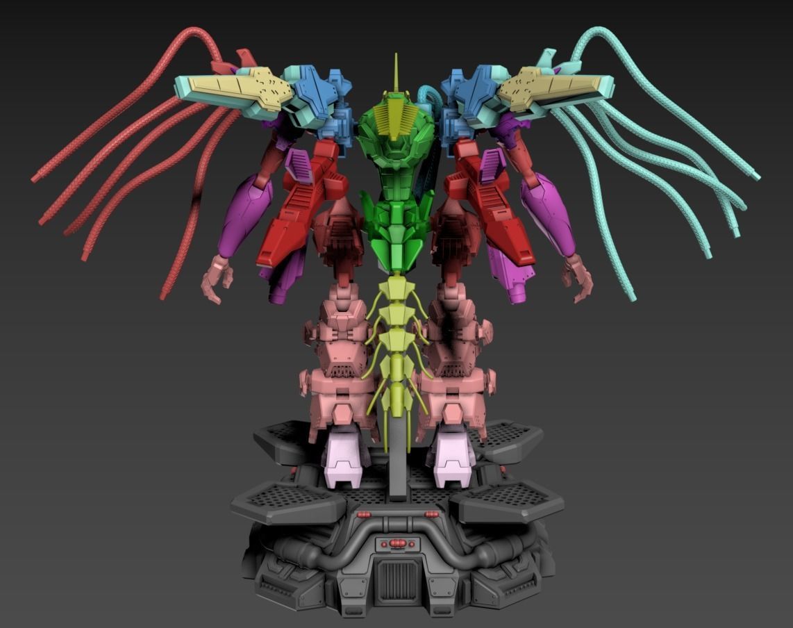 Wired Mech Poseasble 100mm Set 3D print model_4