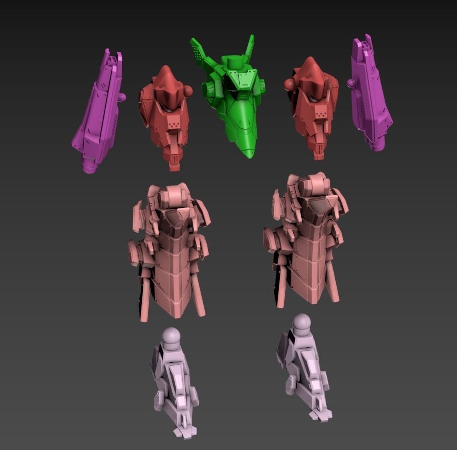 Wired Mech Poseasble 100mm Set 3D print model_10