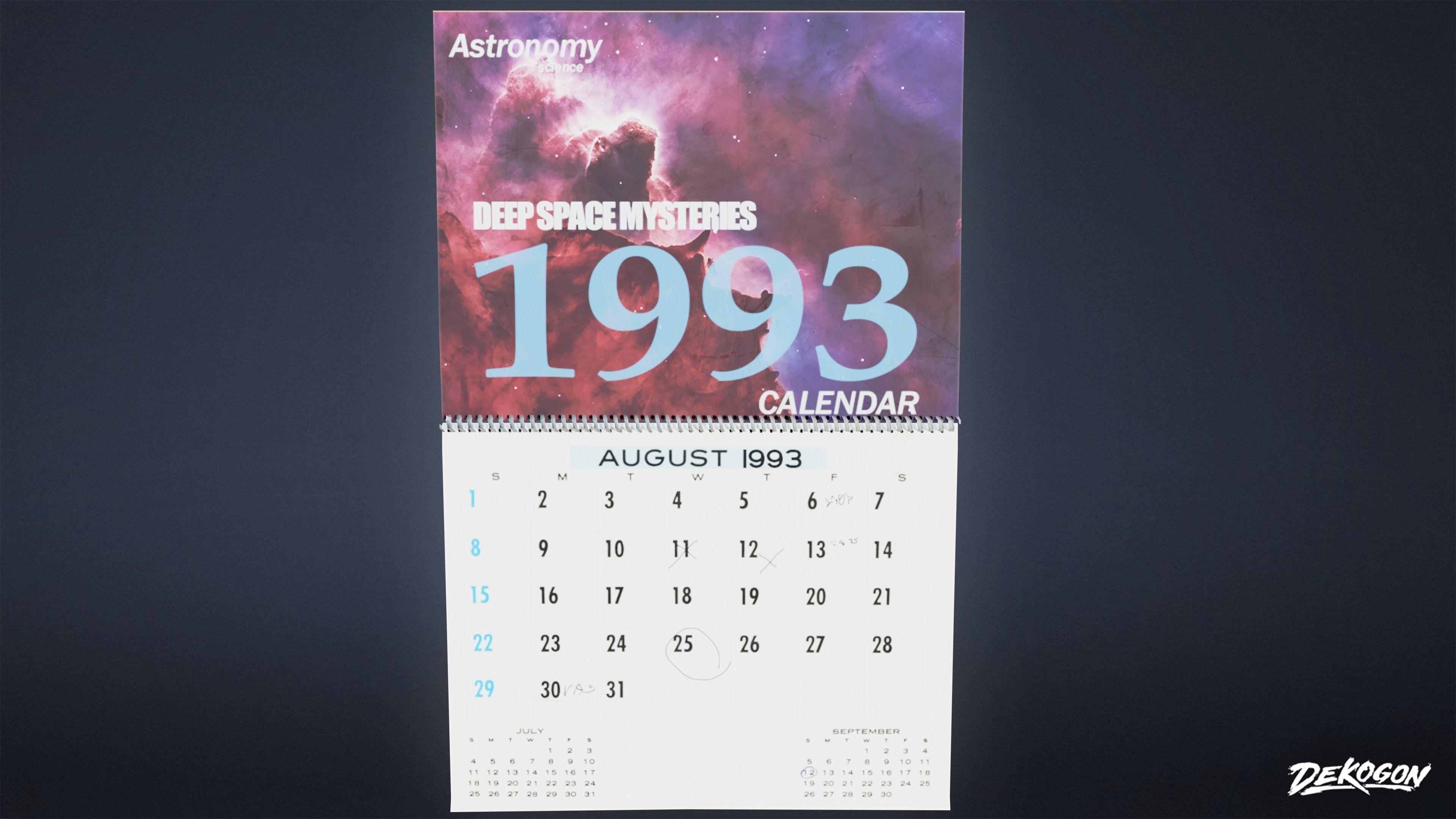 HIGH SCHOOL CLASSROOM - Calendar 01 - LOW POLY Low-poly 3D model_3