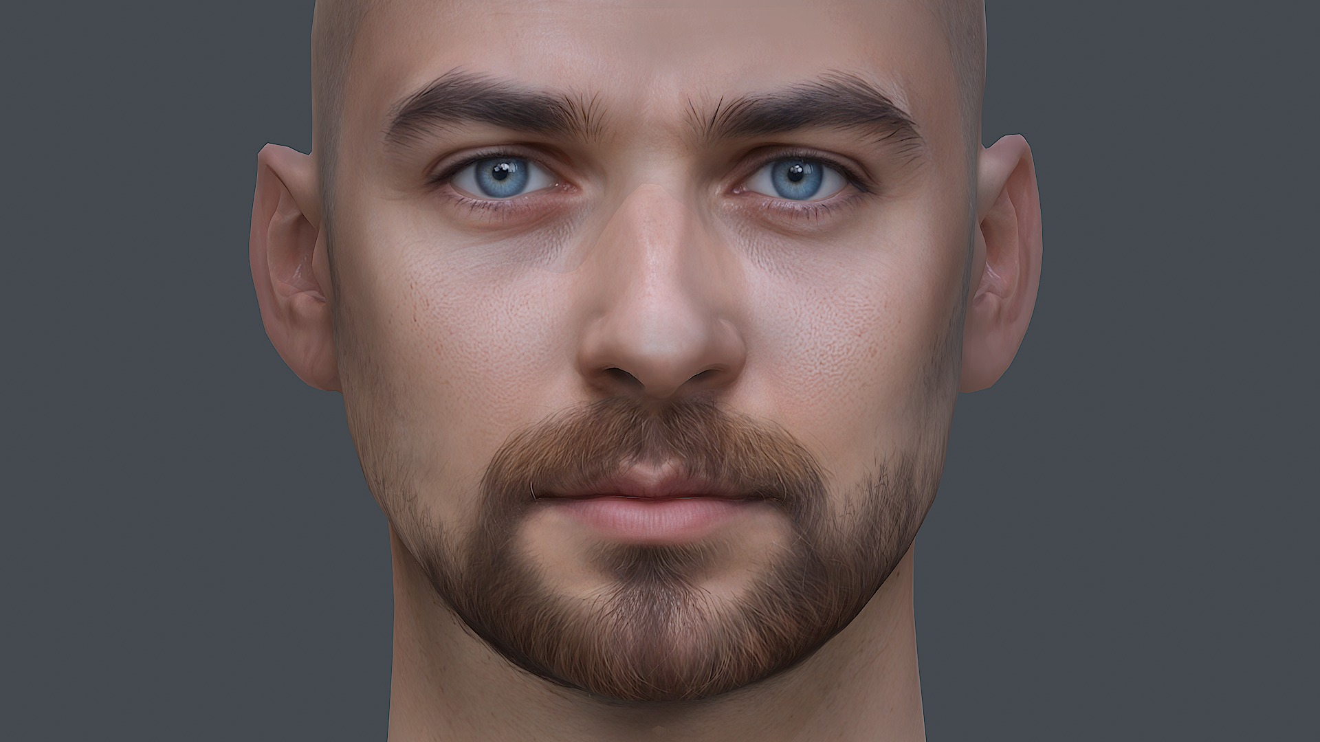 Male head Realistic Perfect Head Low-poly 3D model game ready Low-poly 3D model_7
