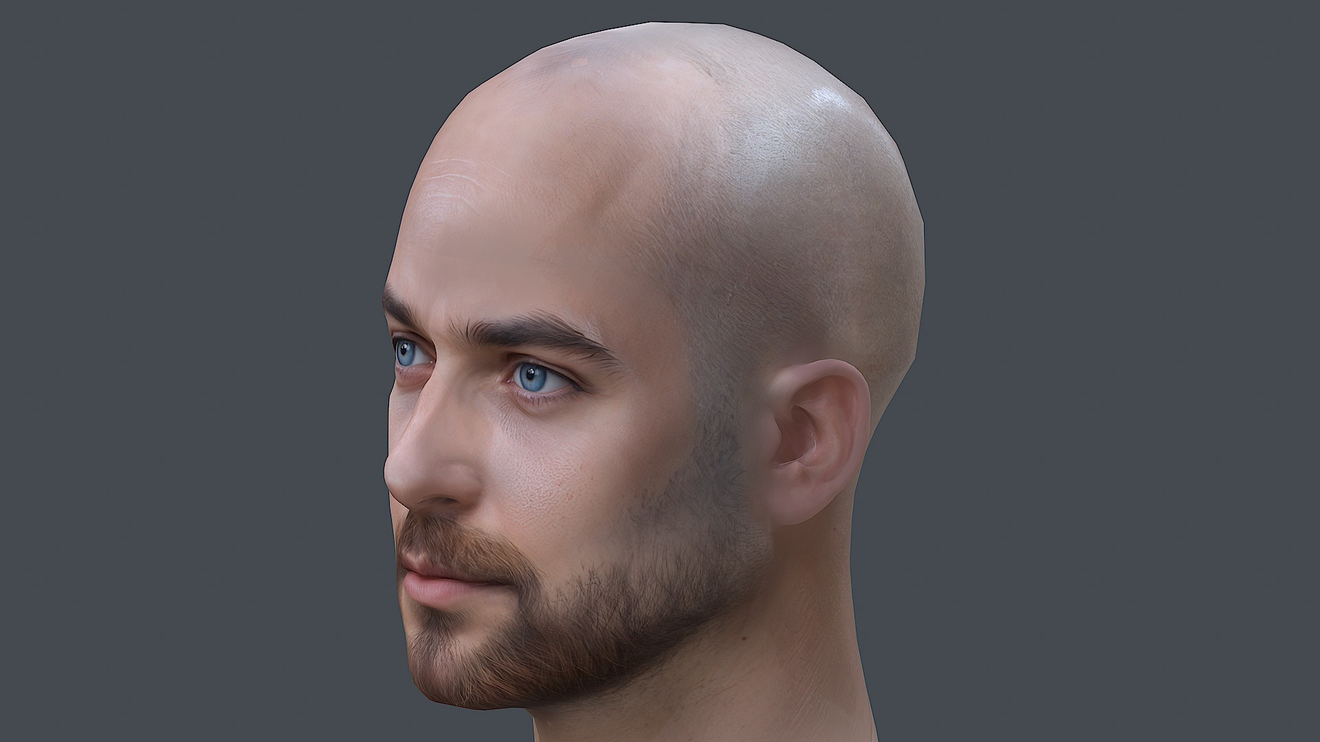 Male head Realistic Perfect Head Low-poly 3D model game ready Low-poly 3D model_5