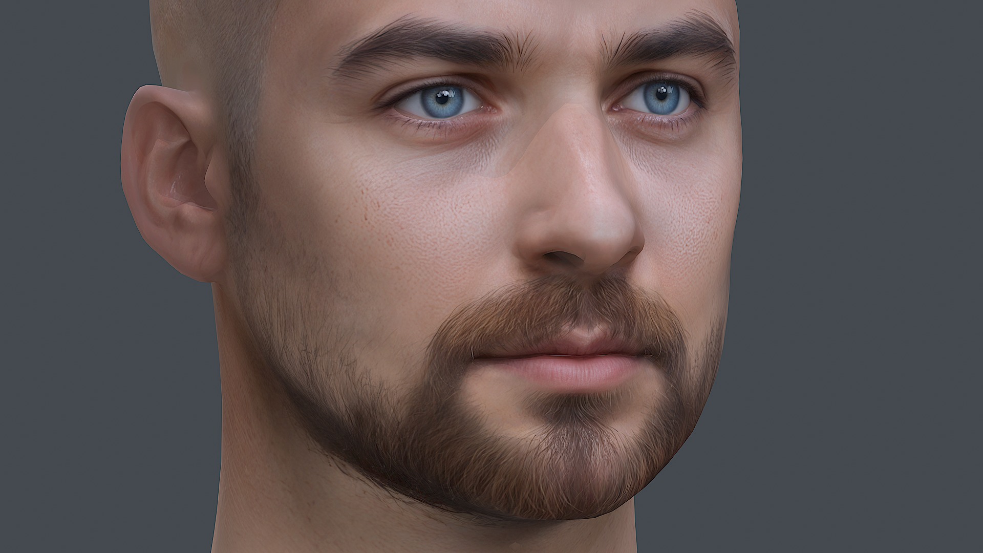 Male head Realistic Perfect Head Low-poly 3D model game ready Low-poly 3D model_8