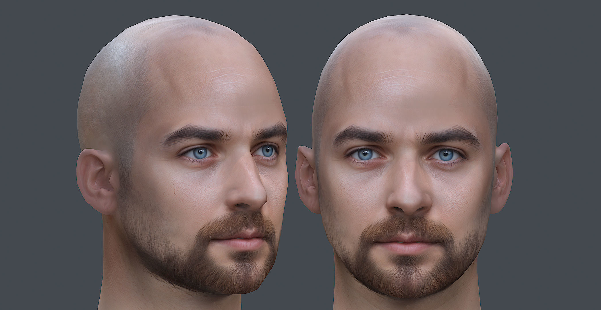 Male head Realistic Perfect Head Low-poly 3D model game ready Low-poly 3D model_2