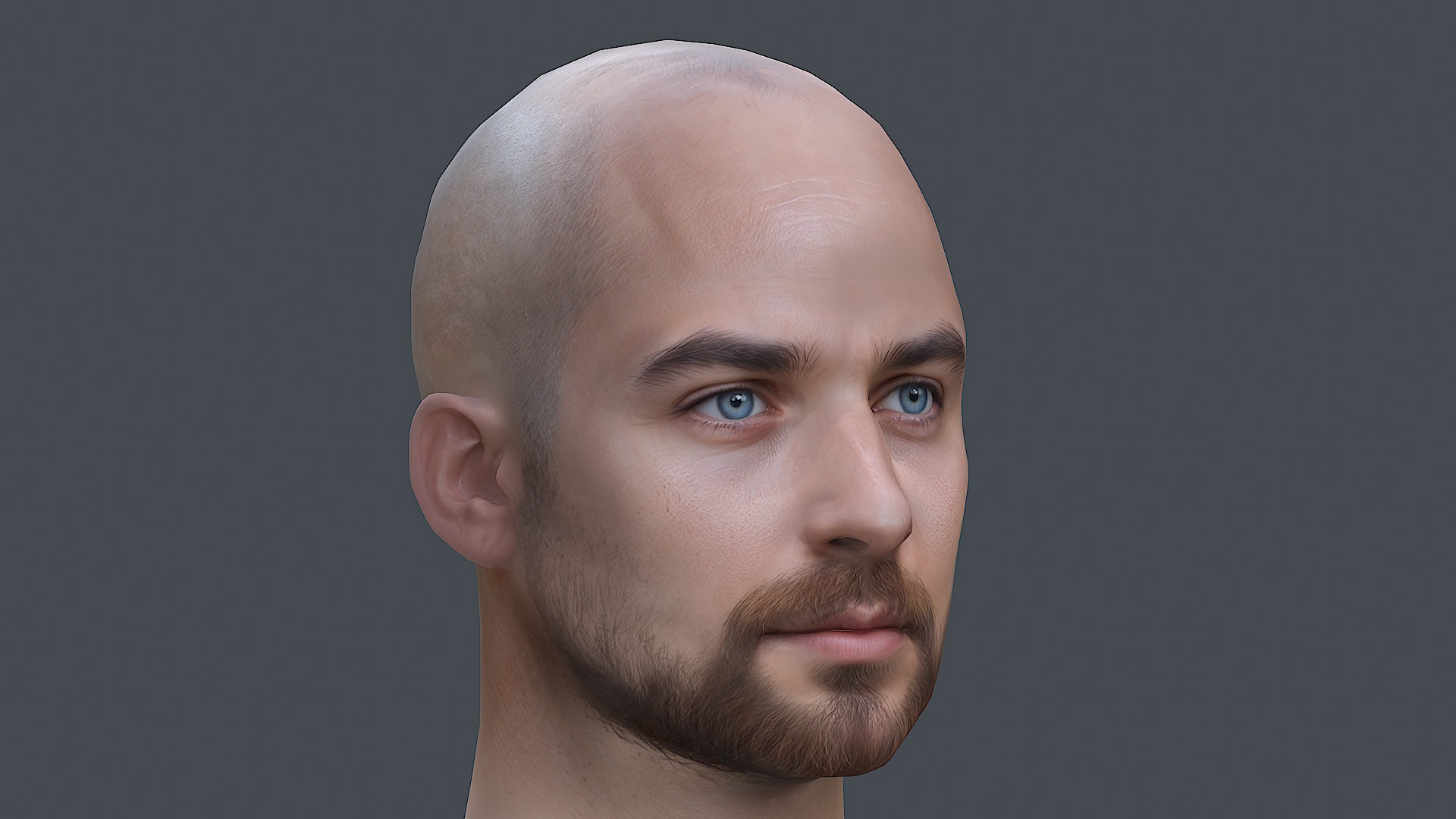 Male head Realistic Perfect Head Low-poly 3D model game ready Low-poly 3D model_12