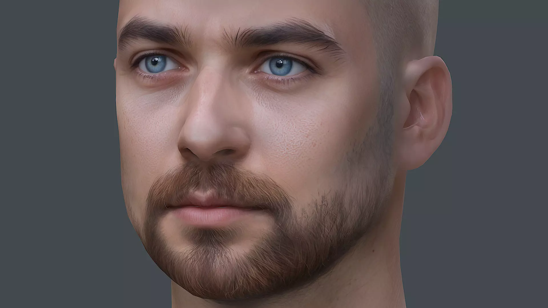 Male head Realistic Perfect Head Low-poly 3D model game ready Low-poly 3D model_0