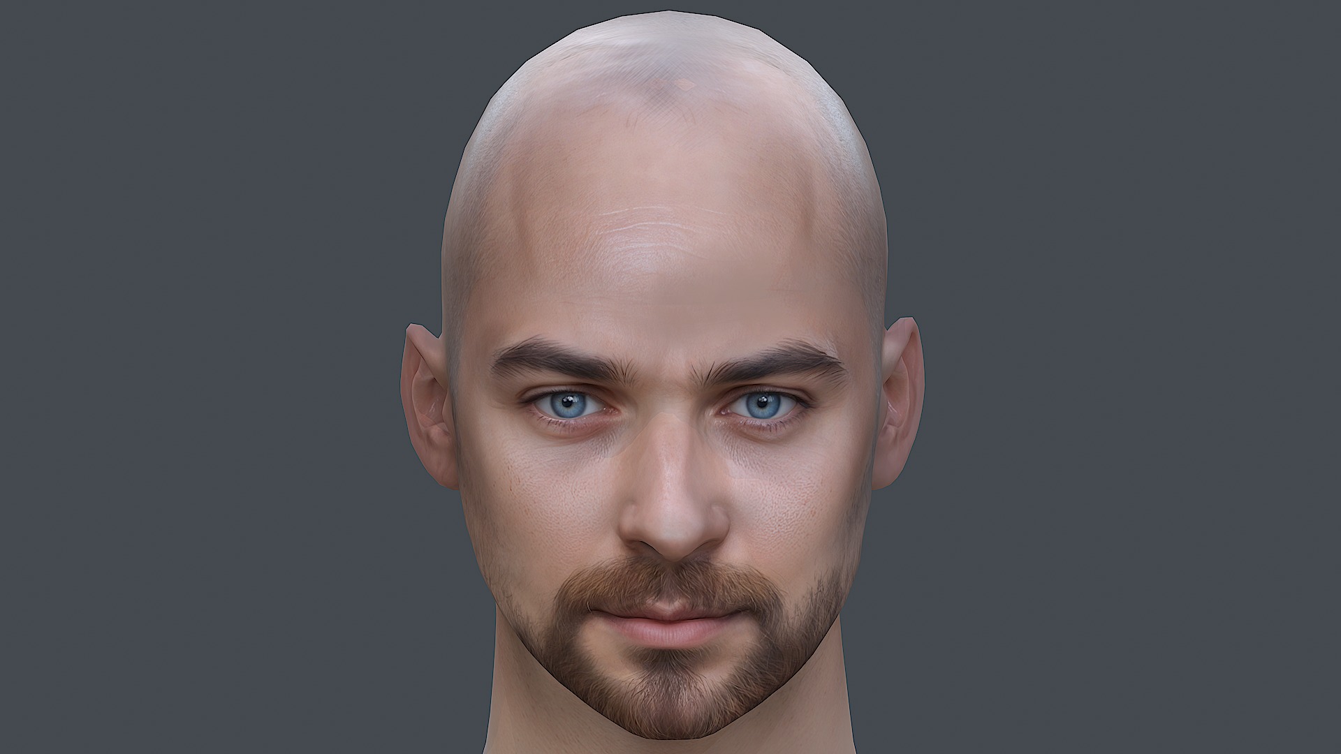 Male head Realistic Perfect Head Low-poly 3D model game ready Low-poly 3D model_3
