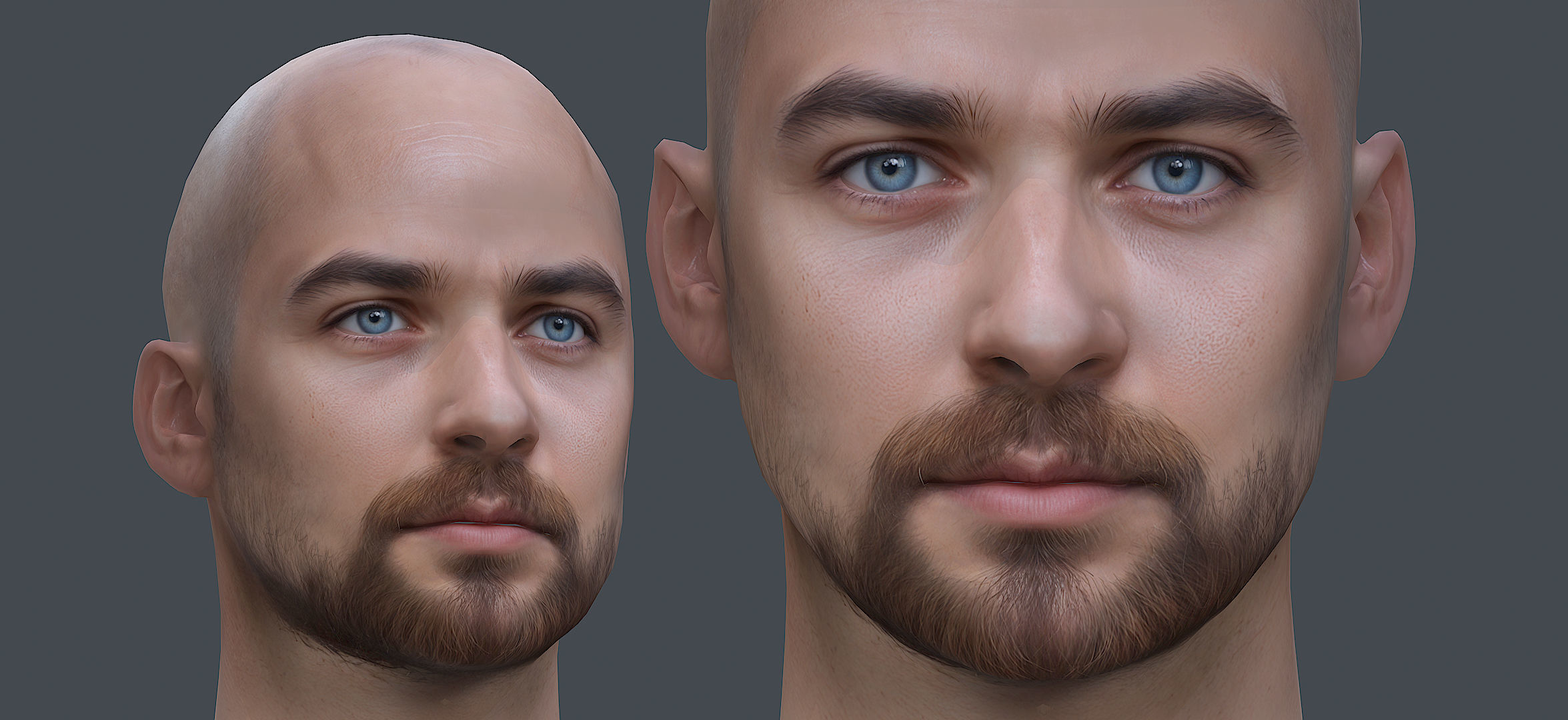 Male head Realistic Perfect Head Low-poly 3D model game ready Low-poly 3D model_1