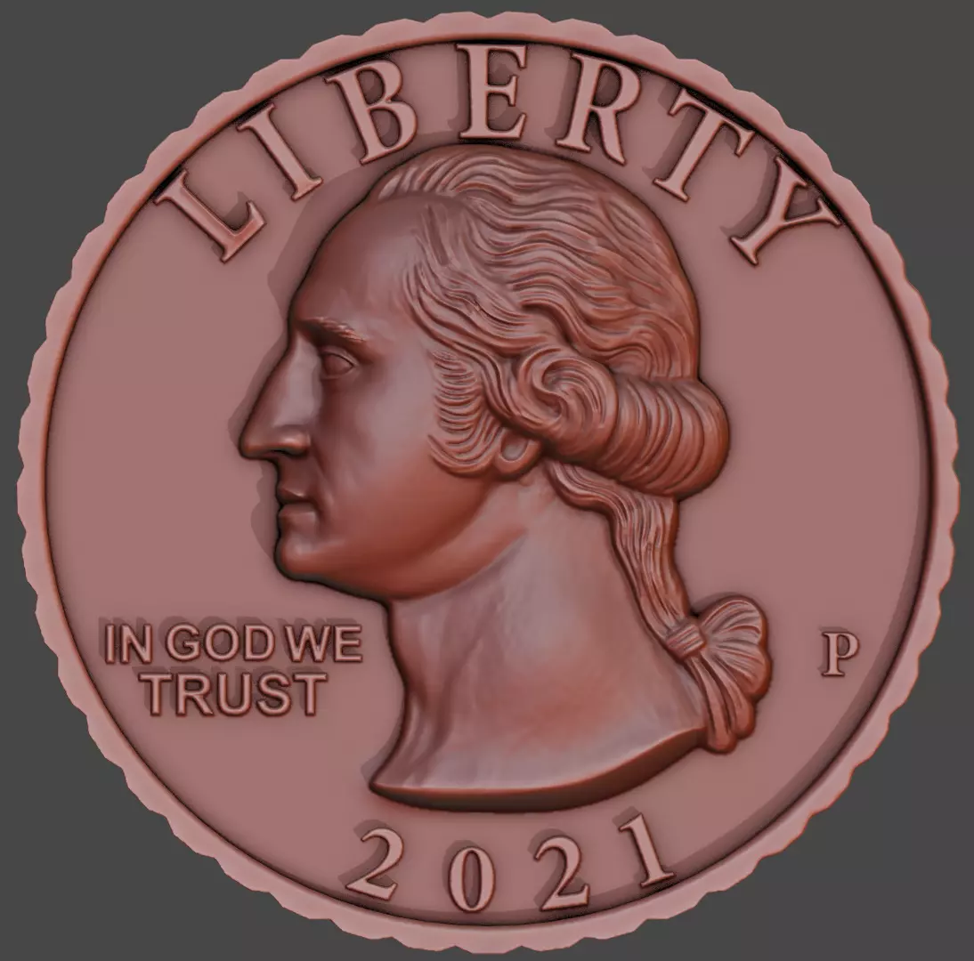 Quarter Dollar 3D model 3D print model_0