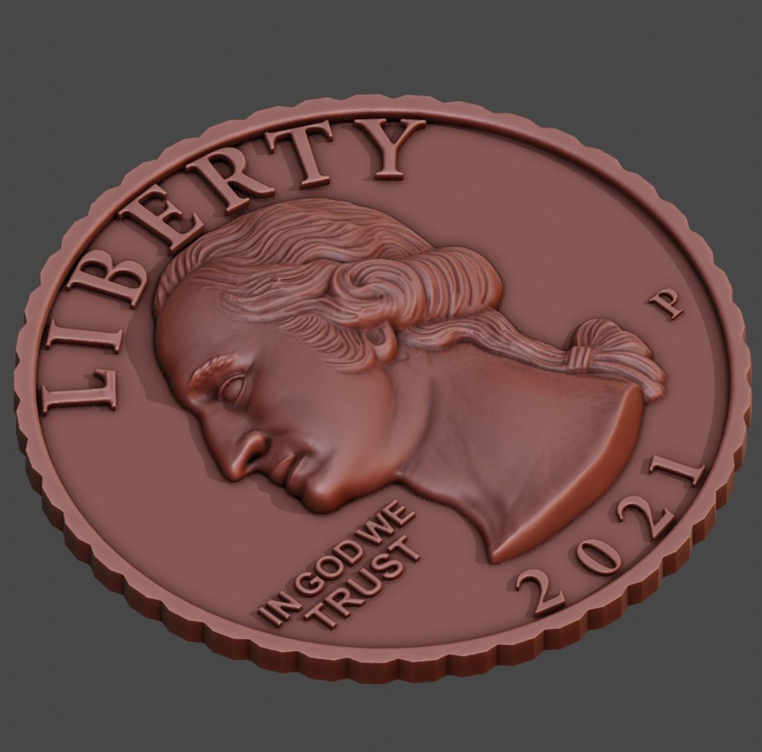 Quarter Dollar 3D model 3D print model_4