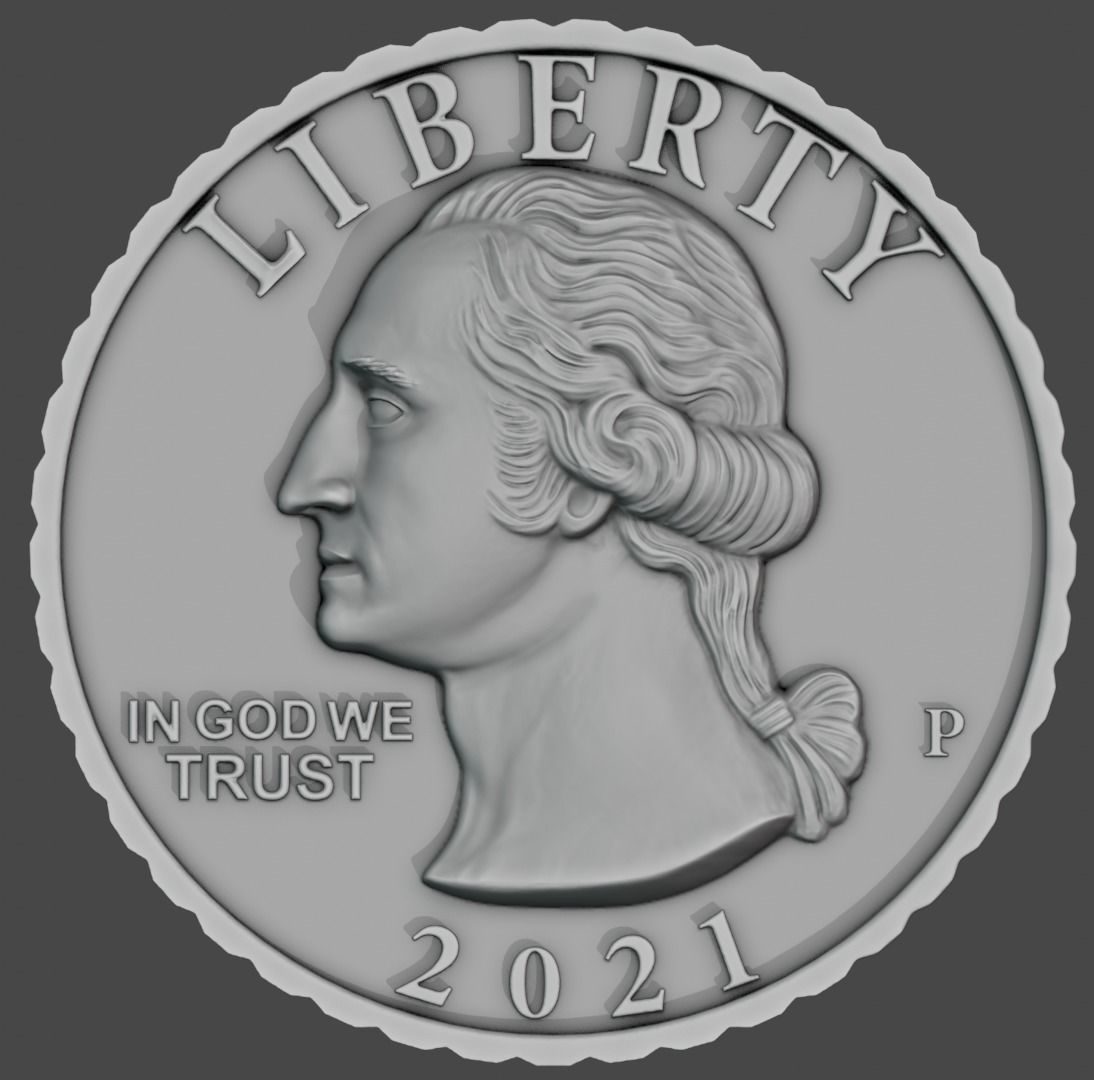 Quarter Dollar 3D model 3D print model_7
