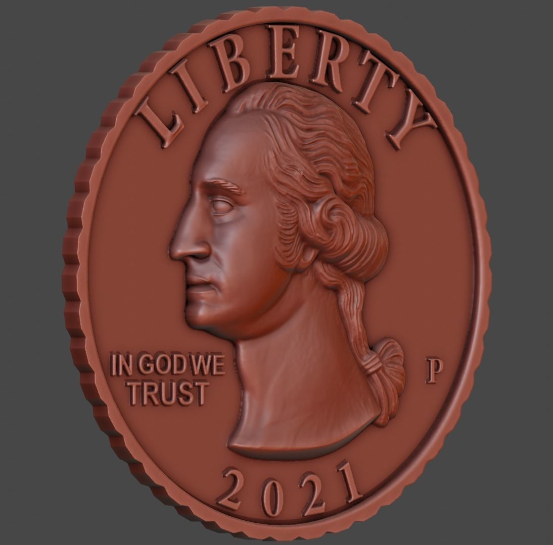 Quarter Dollar 3D model 3D print model_2