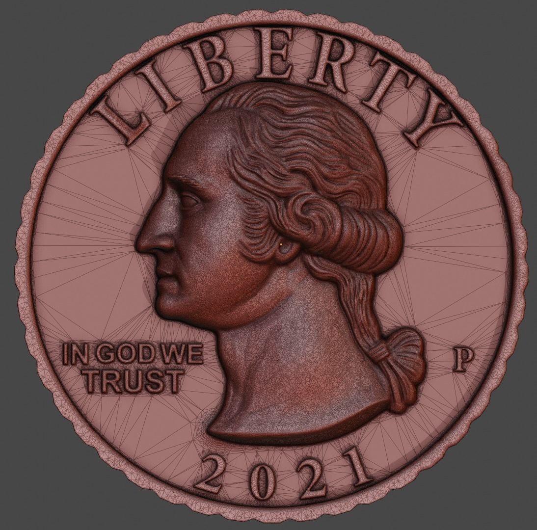 Quarter Dollar 3D model 3D print model_5