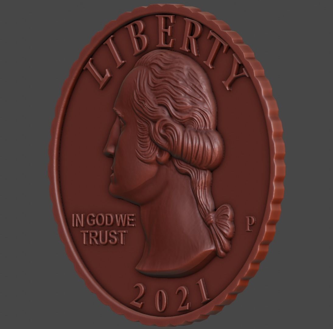Quarter Dollar 3D model 3D print model_1