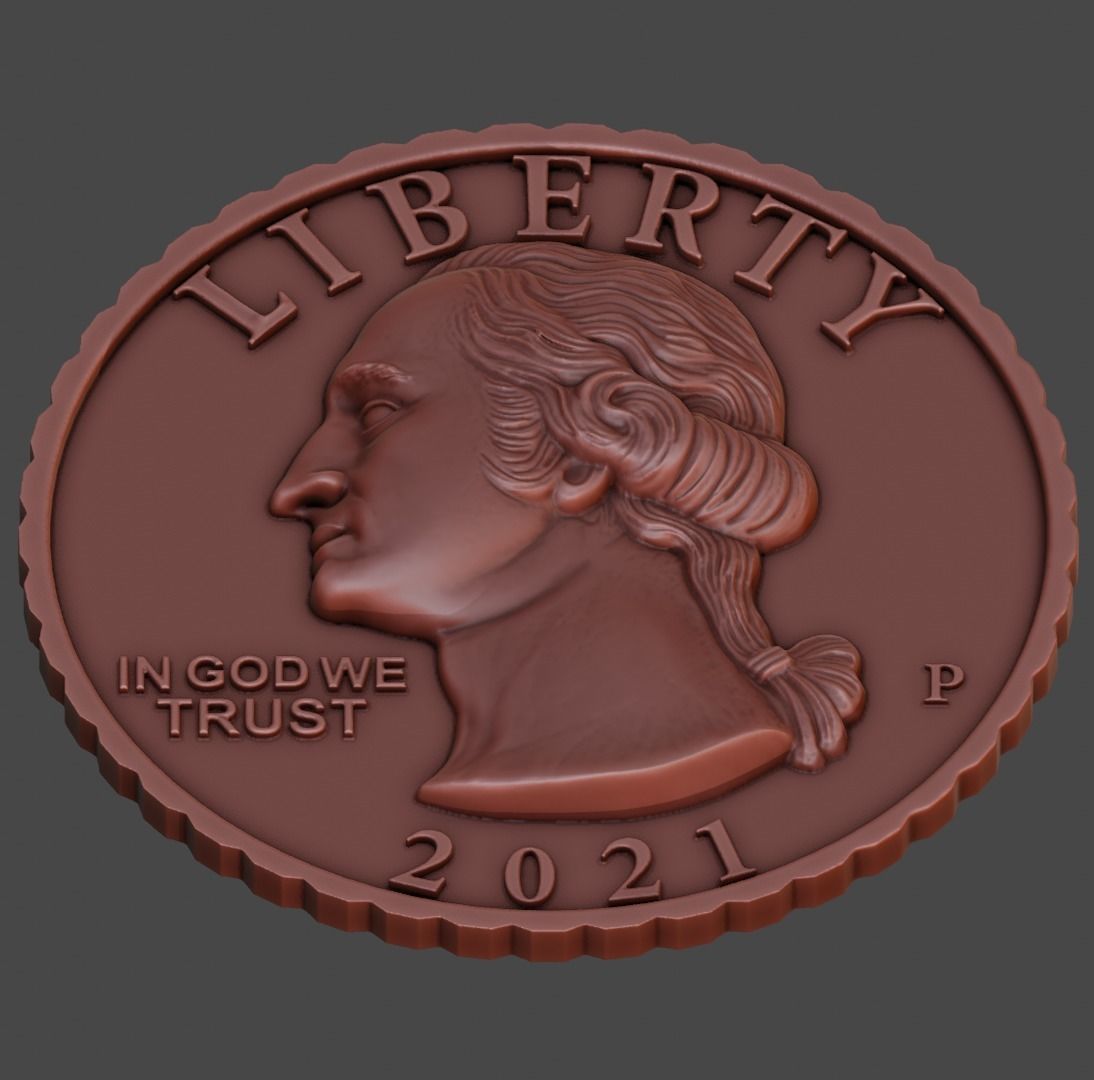 Quarter Dollar 3D model 3D print model_3