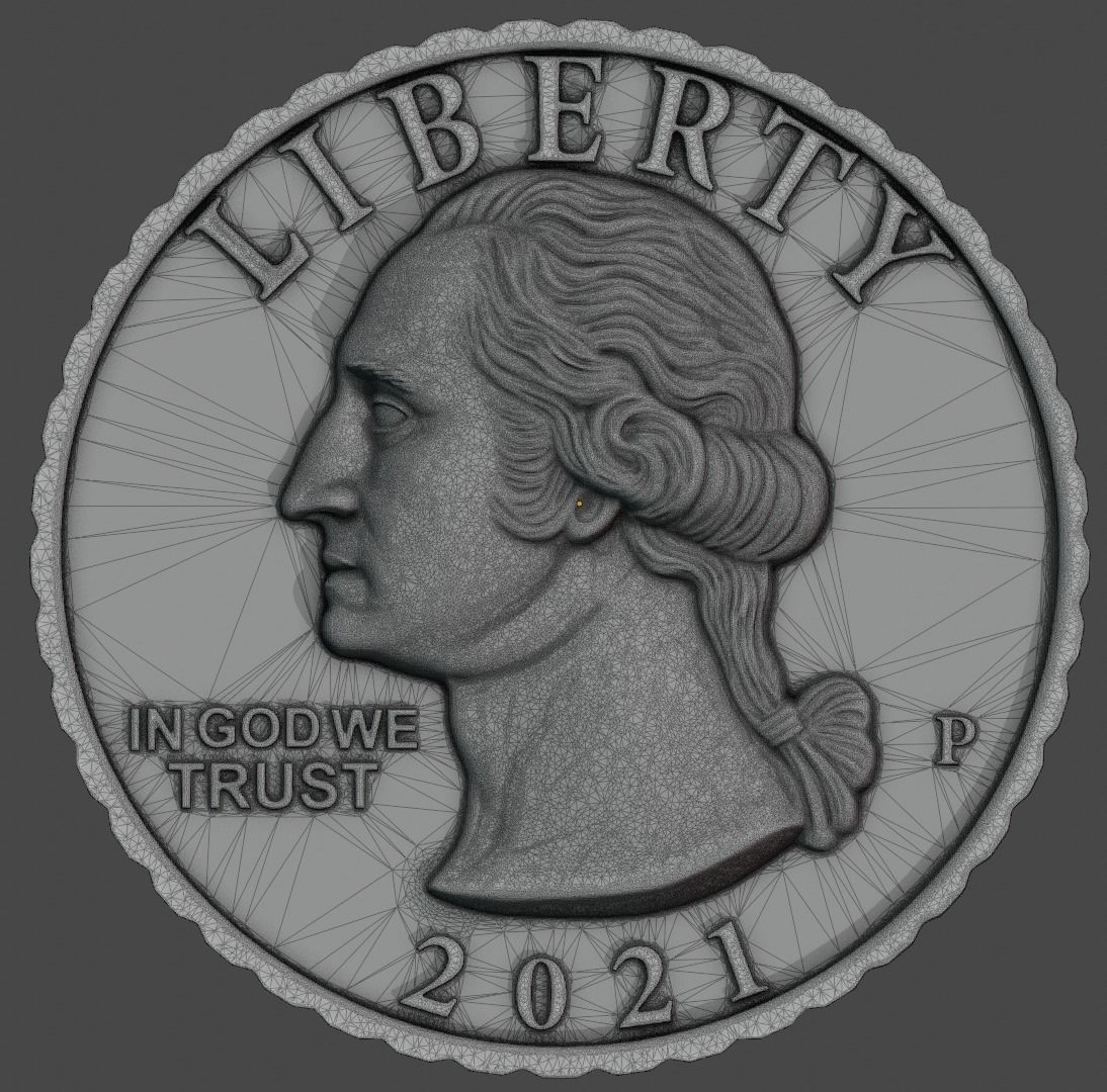 Quarter Dollar 3D model 3D print model_6