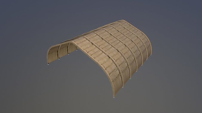 Military Airport Shed - simple aircraft hangar - desert 3D model Low-poly 3D model