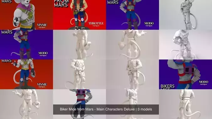 Biker Mice from Mars - Main Characters Deluxe 3D Model Collection